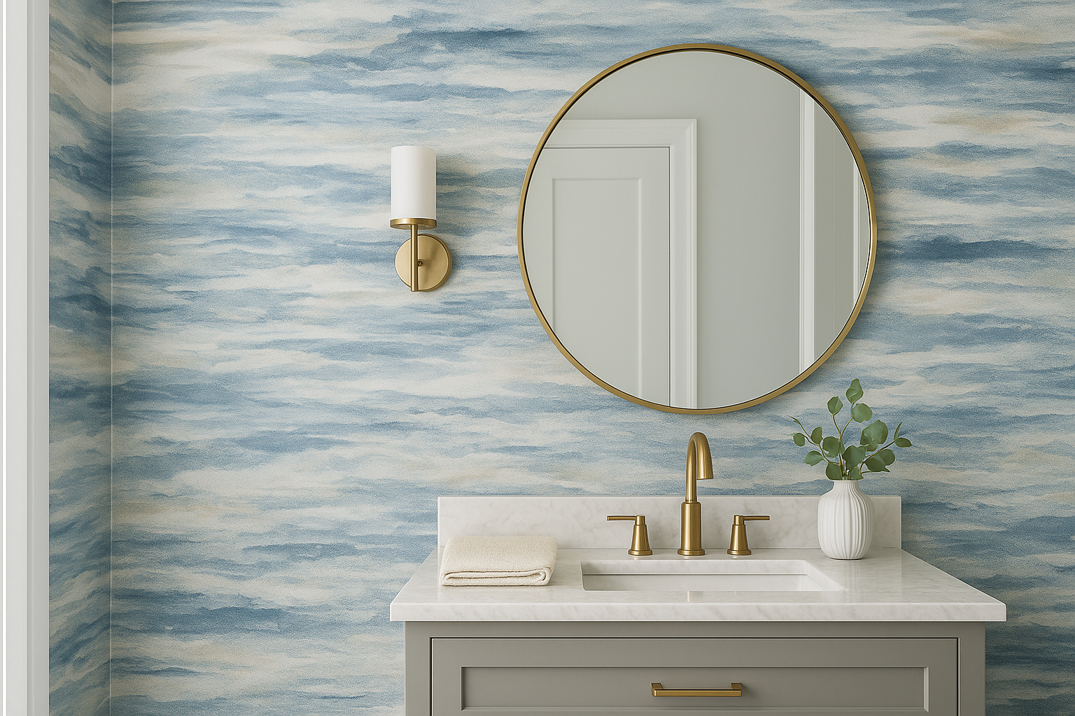 8. Coastal wallpaper that adds personality without kitsch