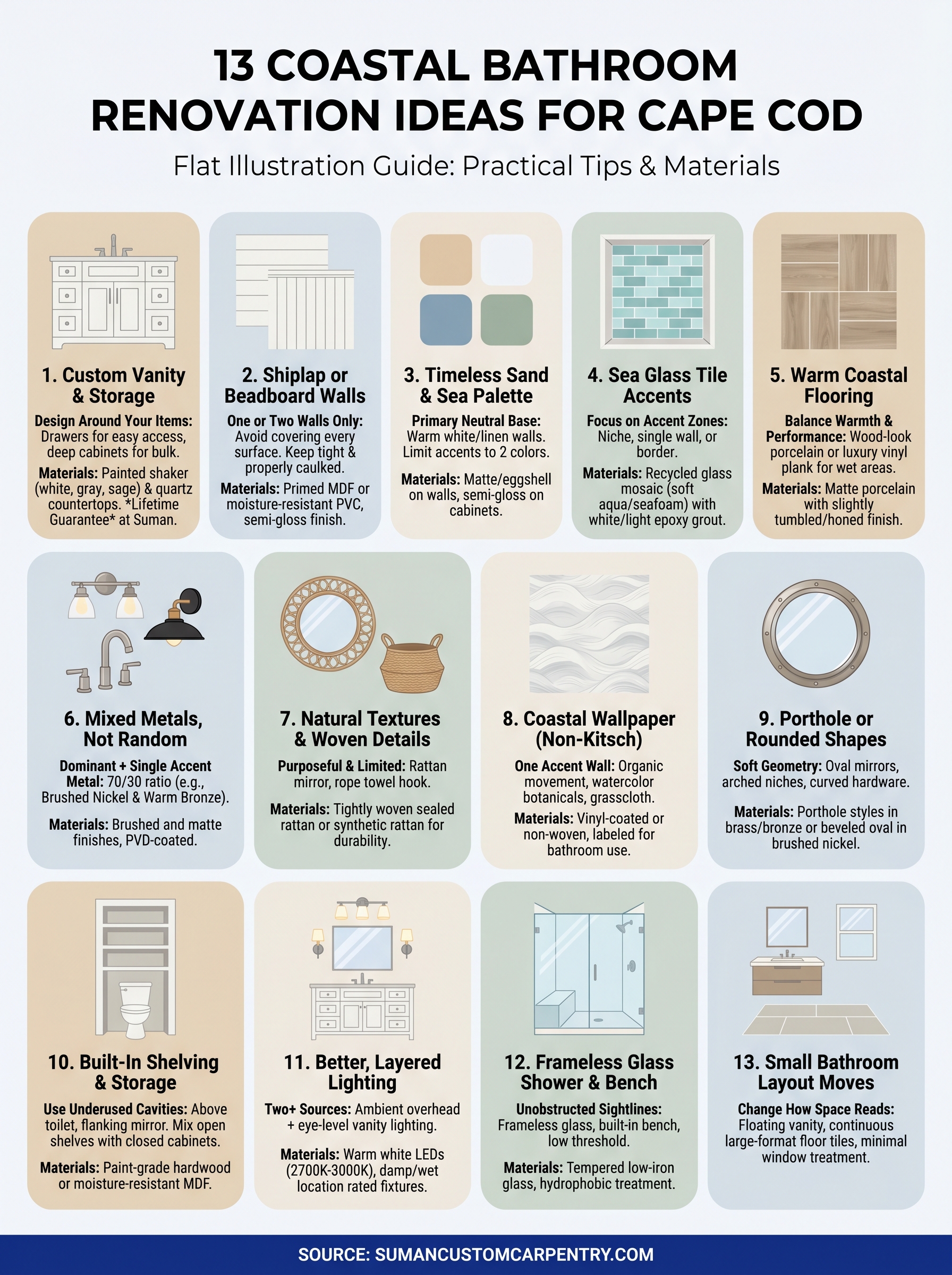 coastal bathroom renovation ideas infographic