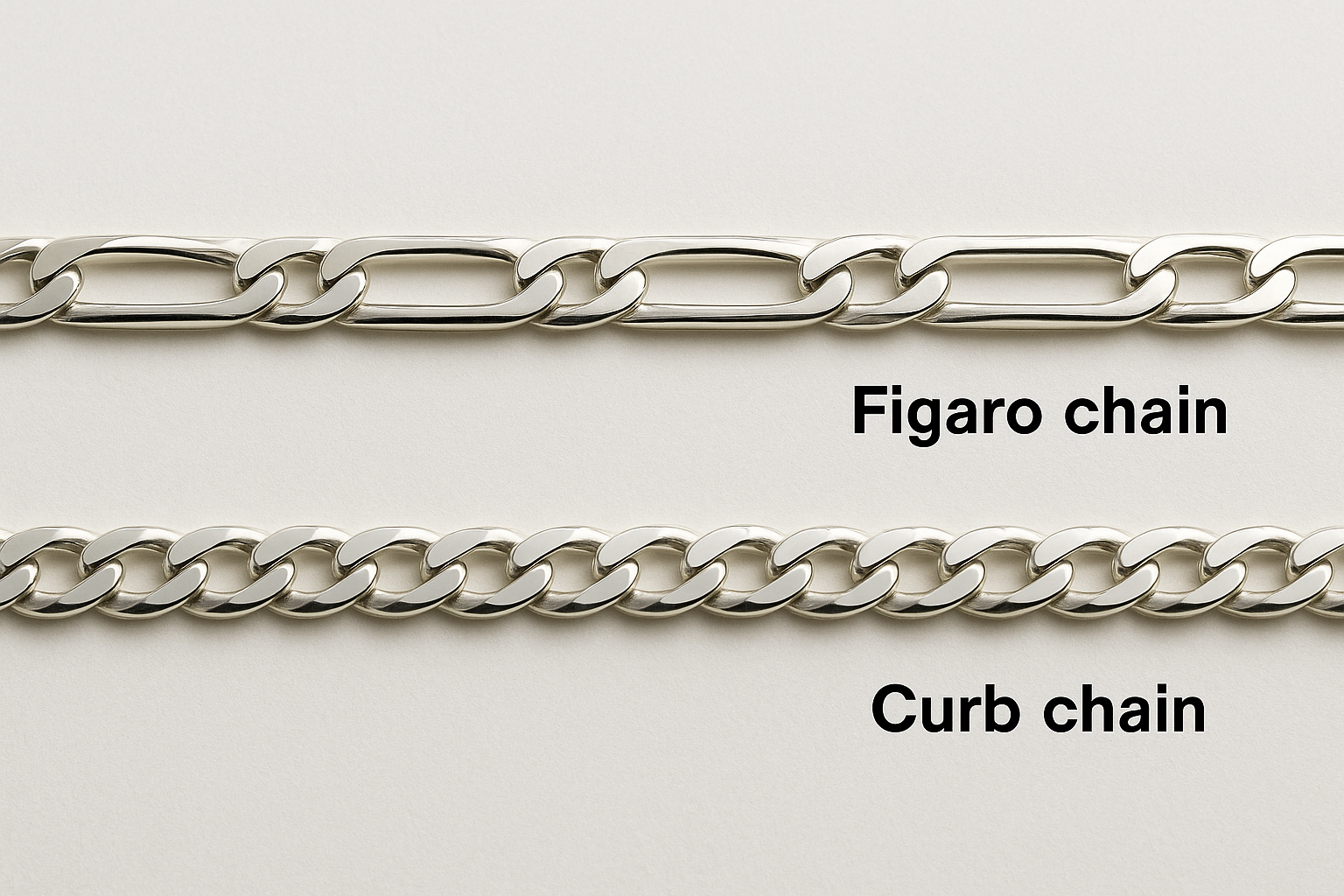 What makes a Figaro chain different from a curb chain
