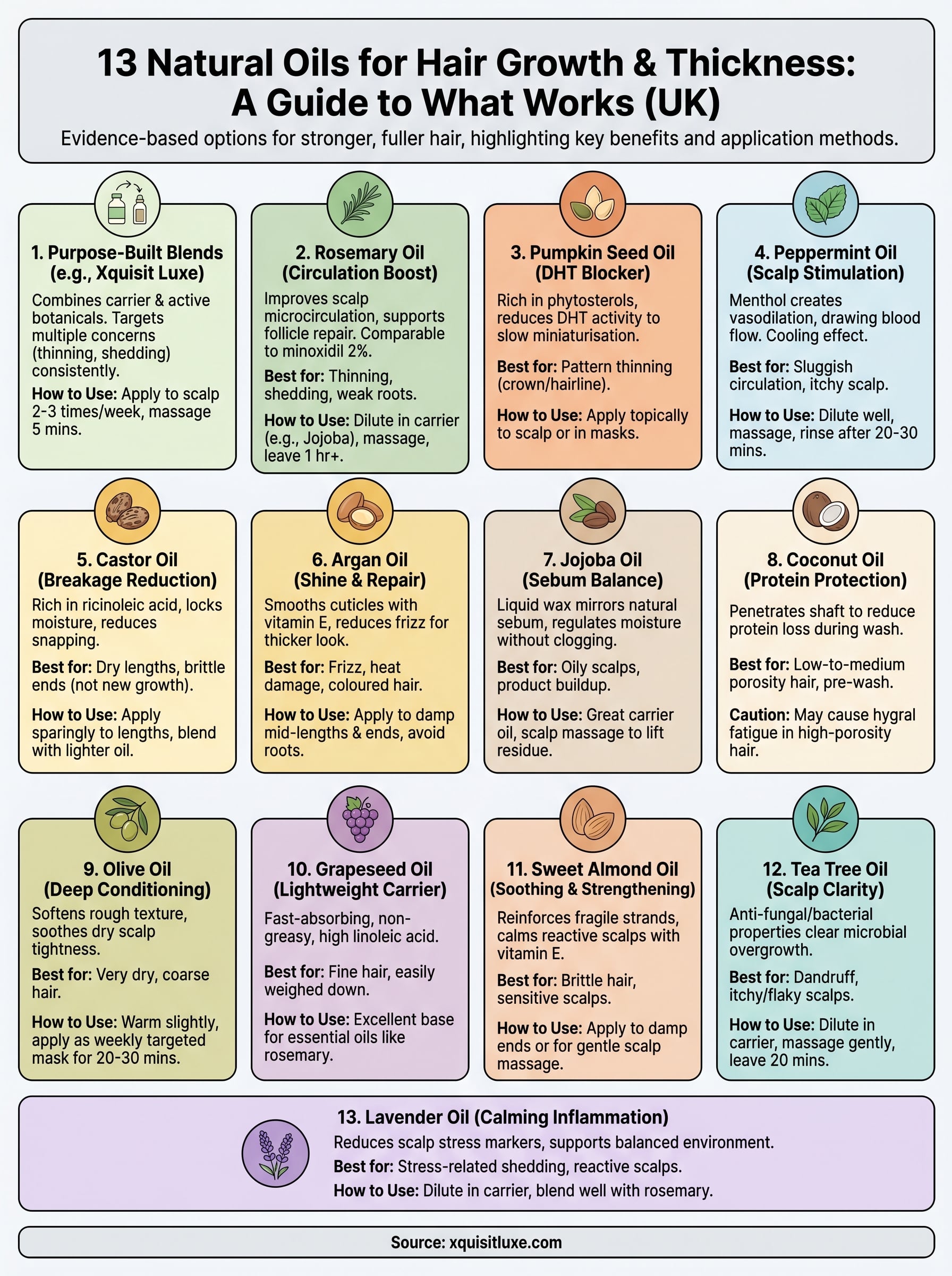 natural oils for hair growth and thickness infographic