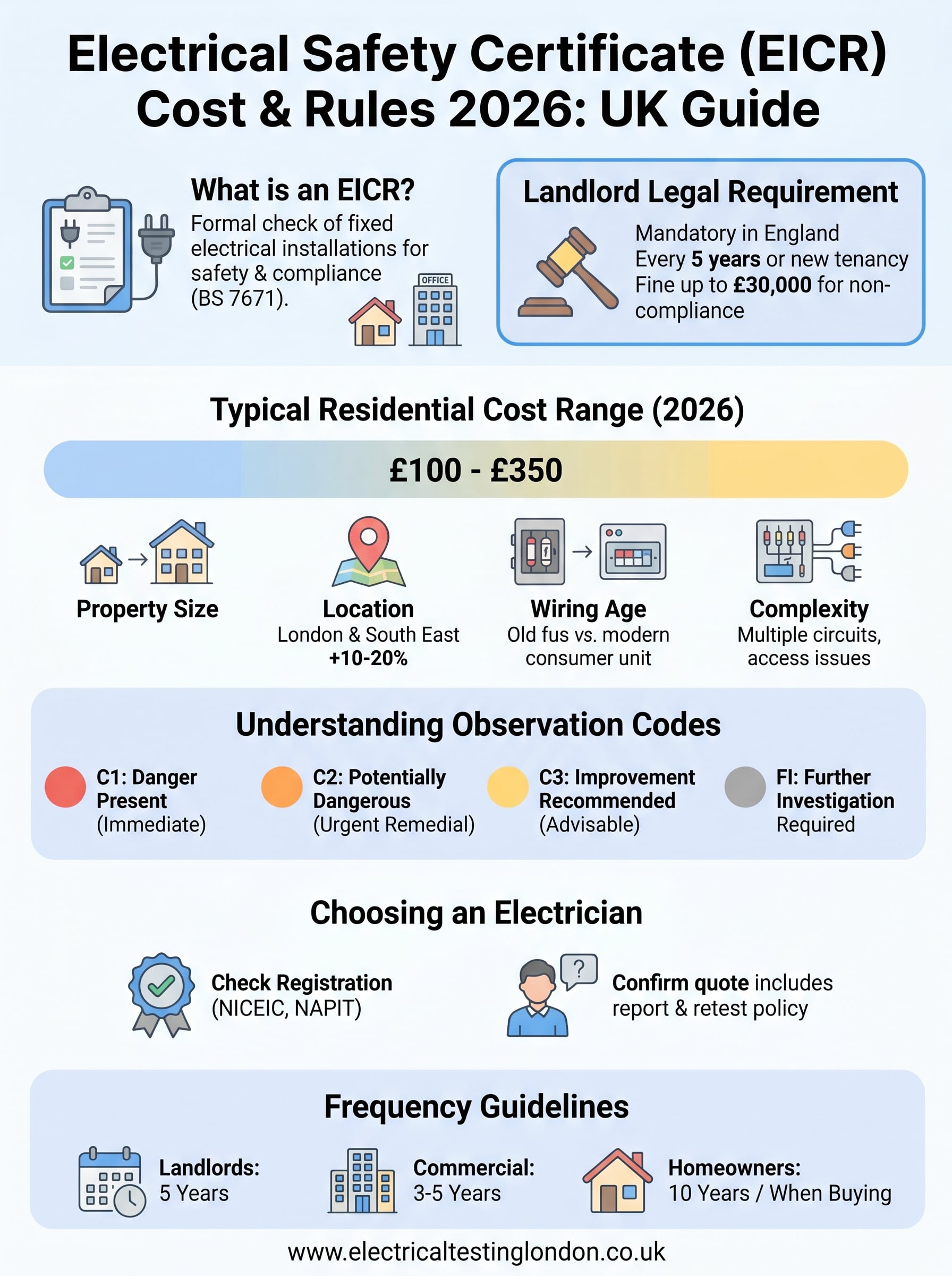 how much does an electrical safety certificate cost infographic