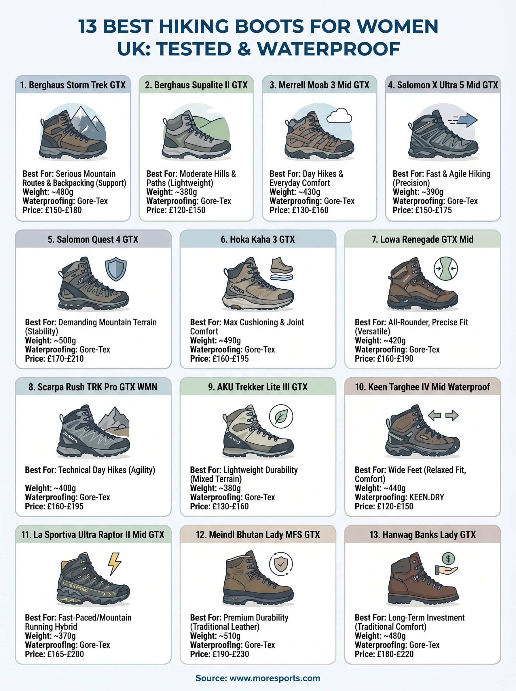 best hiking boots for women uk infographic