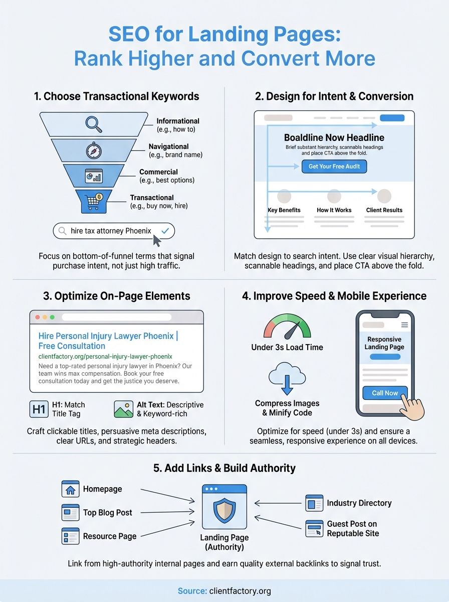 seo for landing pages infographic