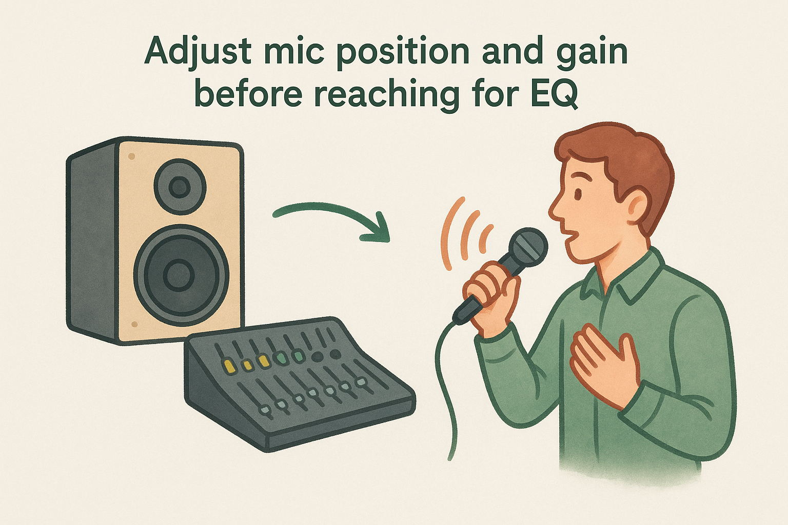 Adjust mic position and gain before reaching for EQ