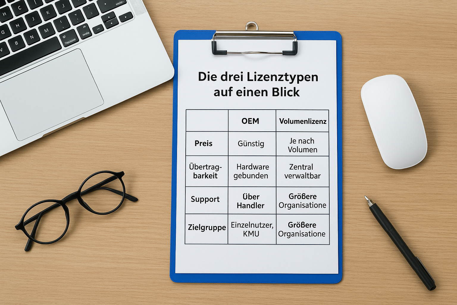 Die drei Lizenztypen auf einen Blick