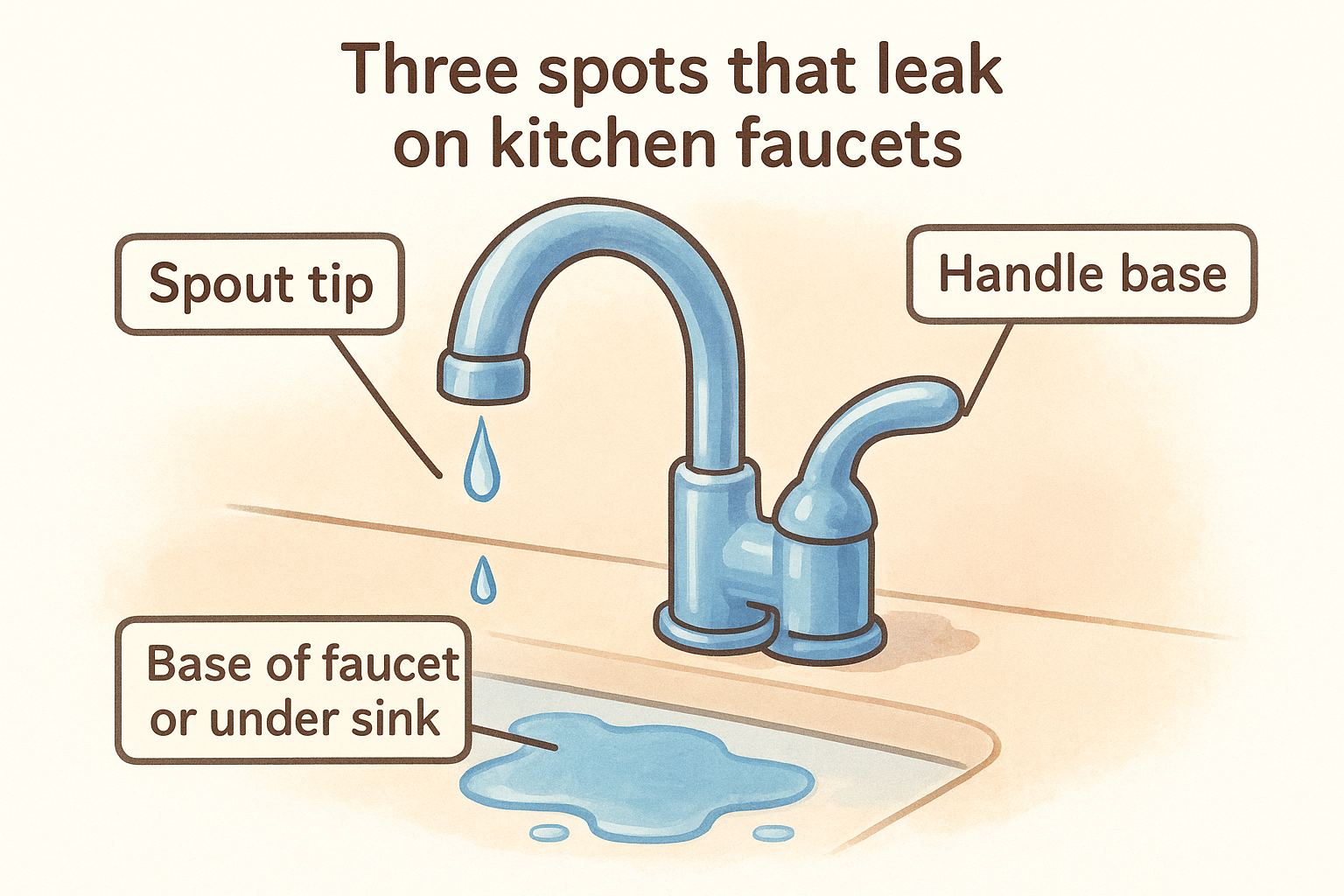 Three spots that leak on kitchen faucets
