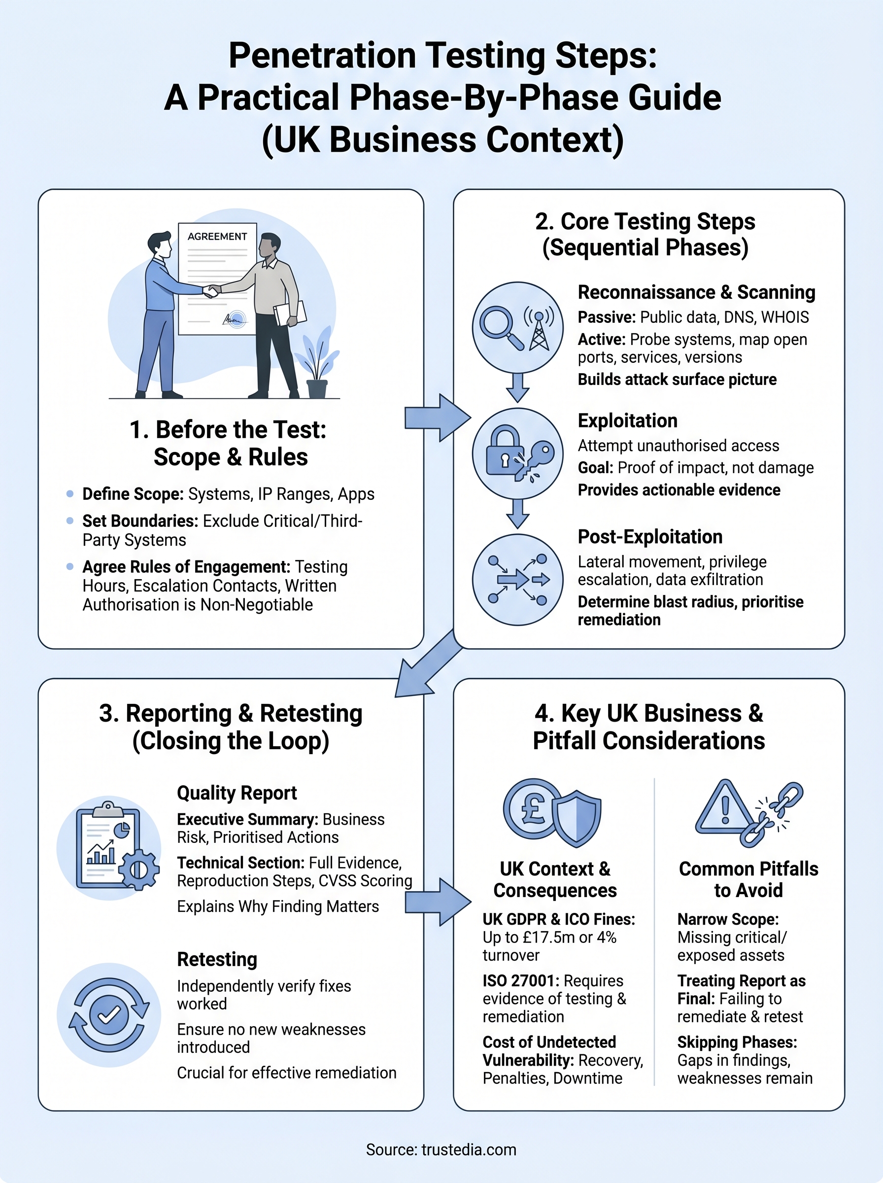 penetration testing steps infographic