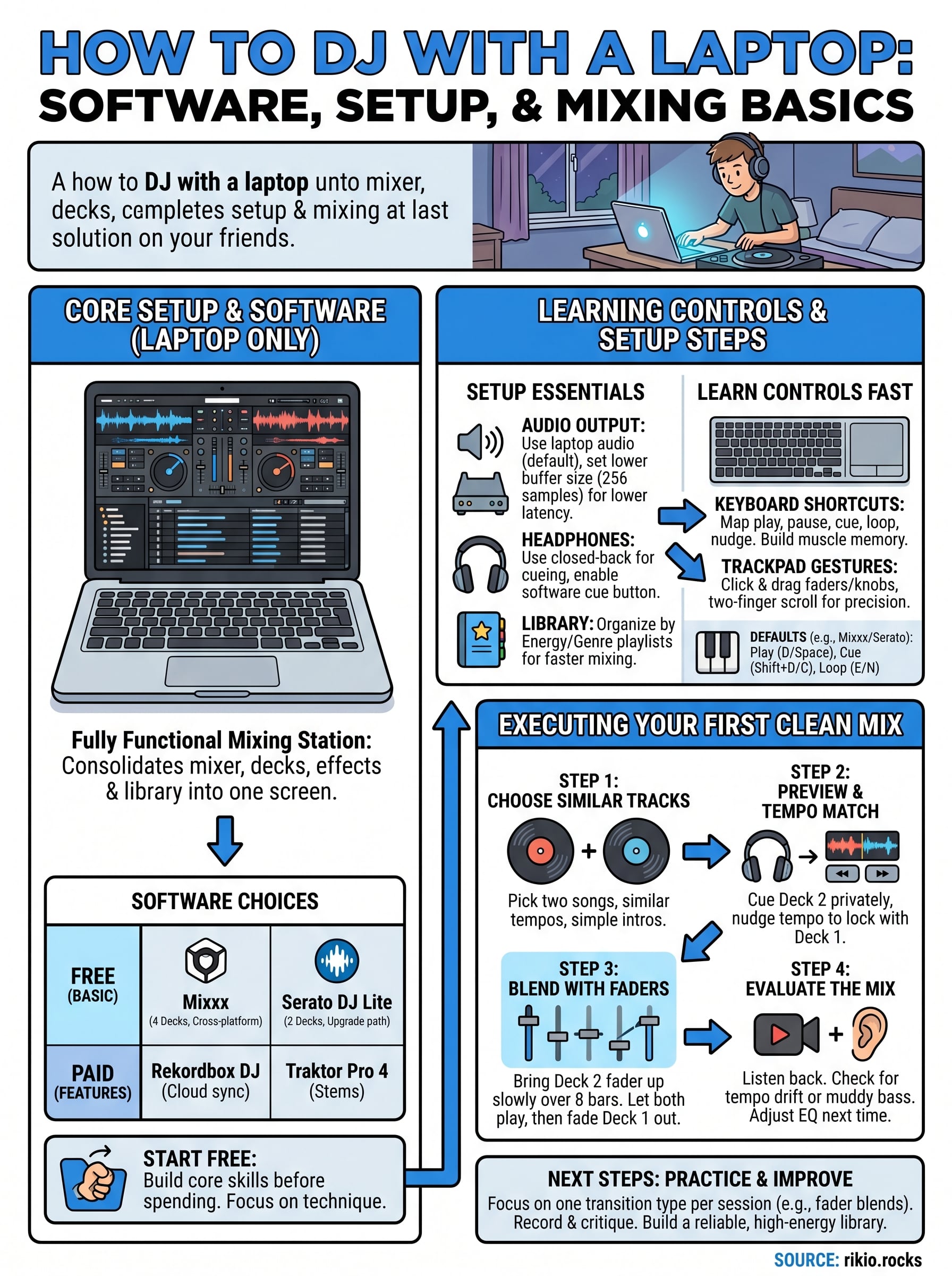 how to dj with a laptop infographic