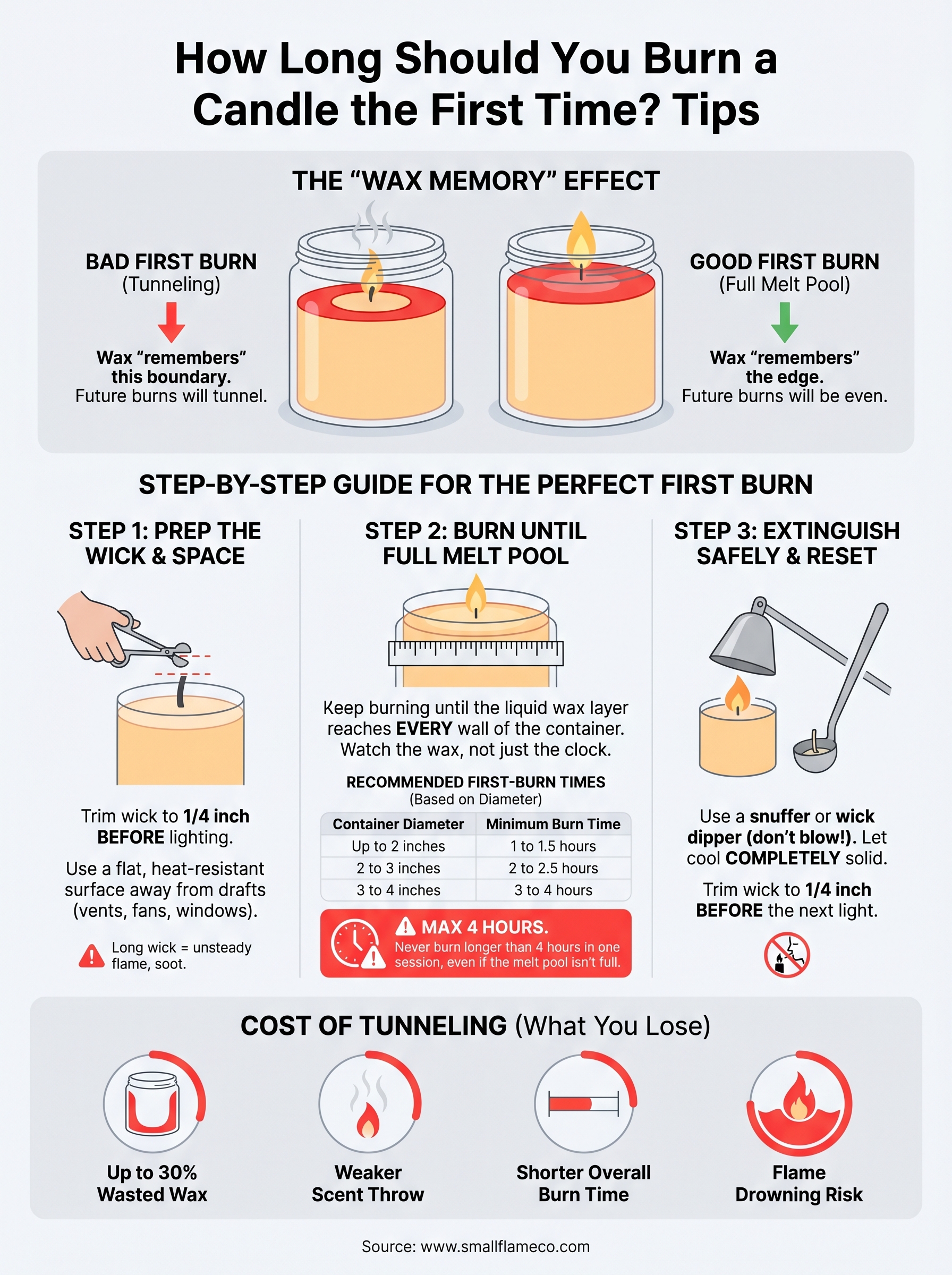 how long should you burn a candle the first time infographic