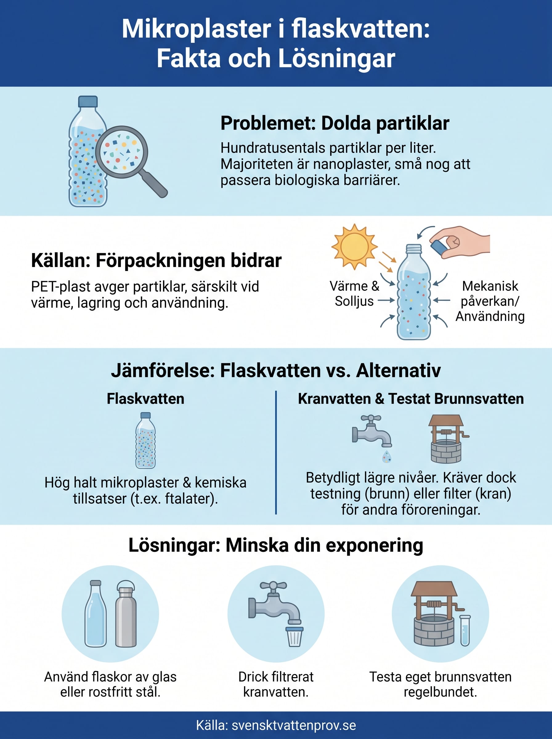 mikroplaster i flaskvatten infographic