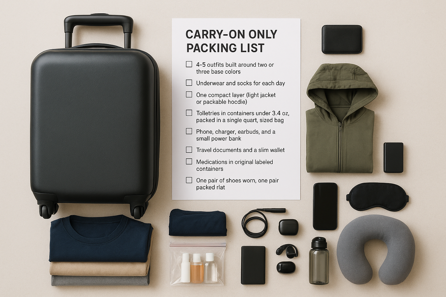 3. Carry-on only packing list