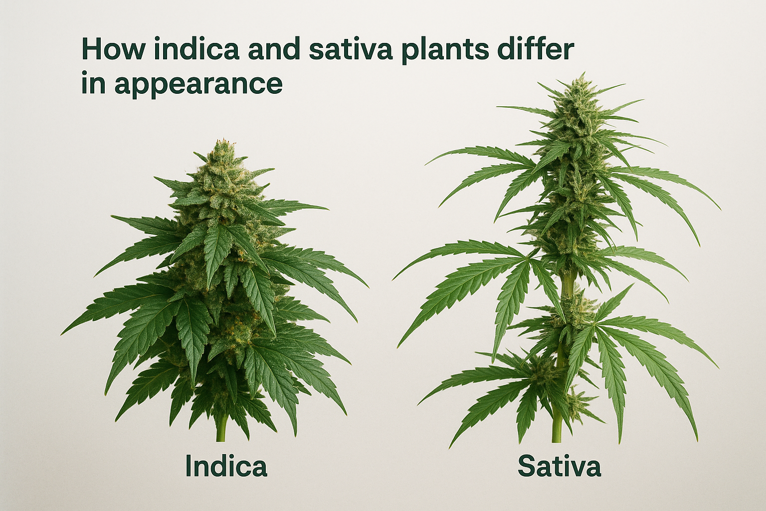 How indica and sativa plants differ in appearance