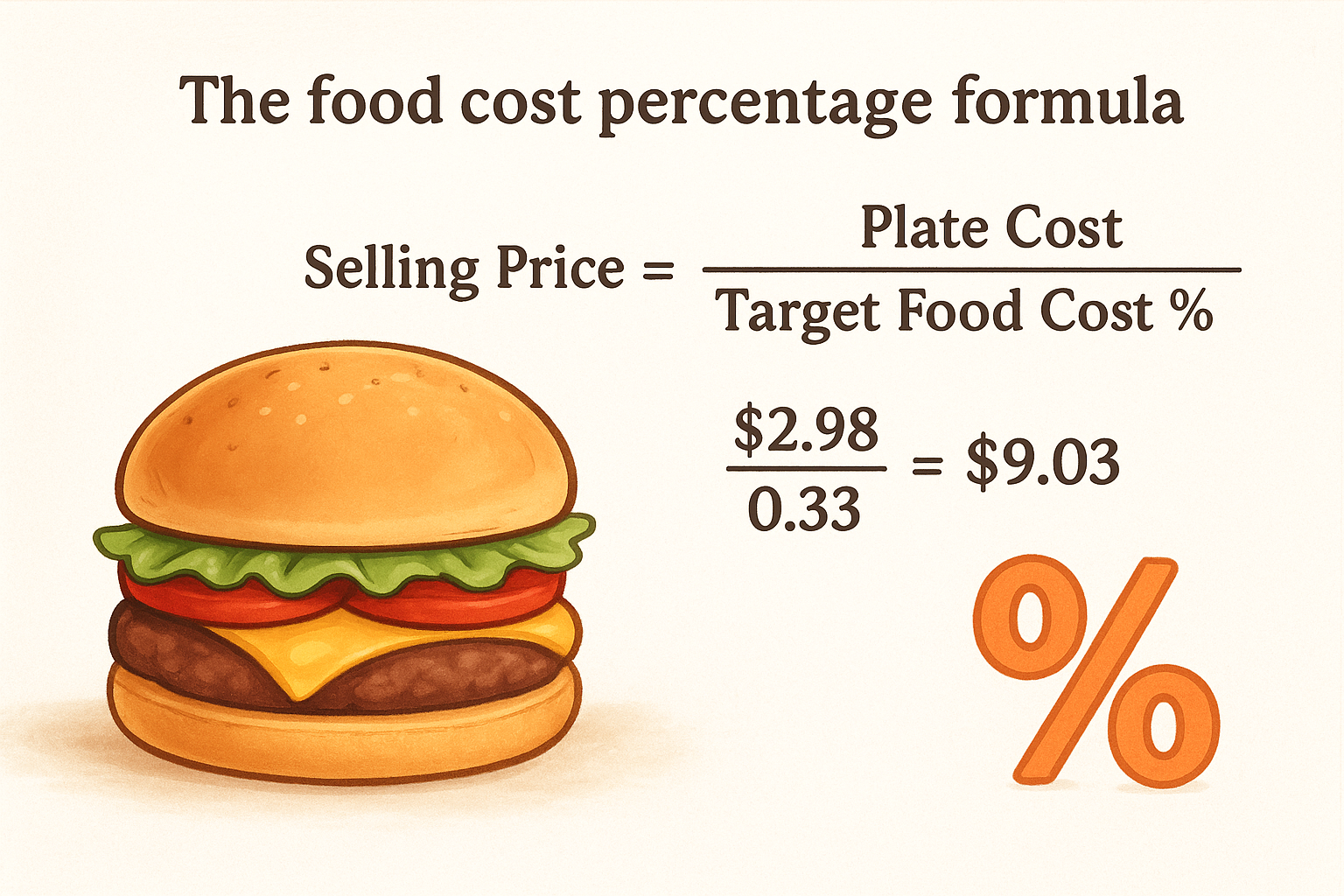 The food cost percentage formula