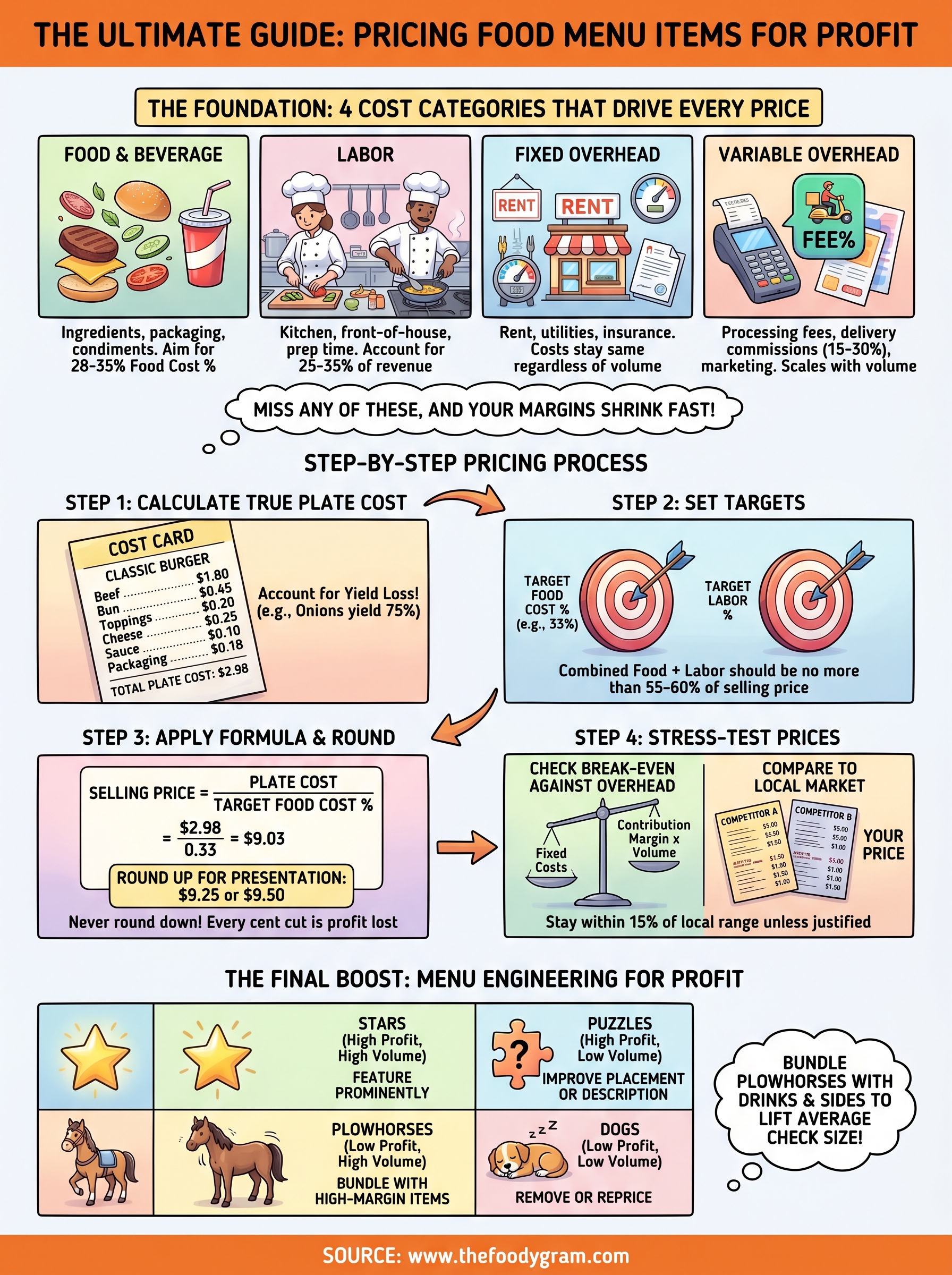 how to price food menu items infographic