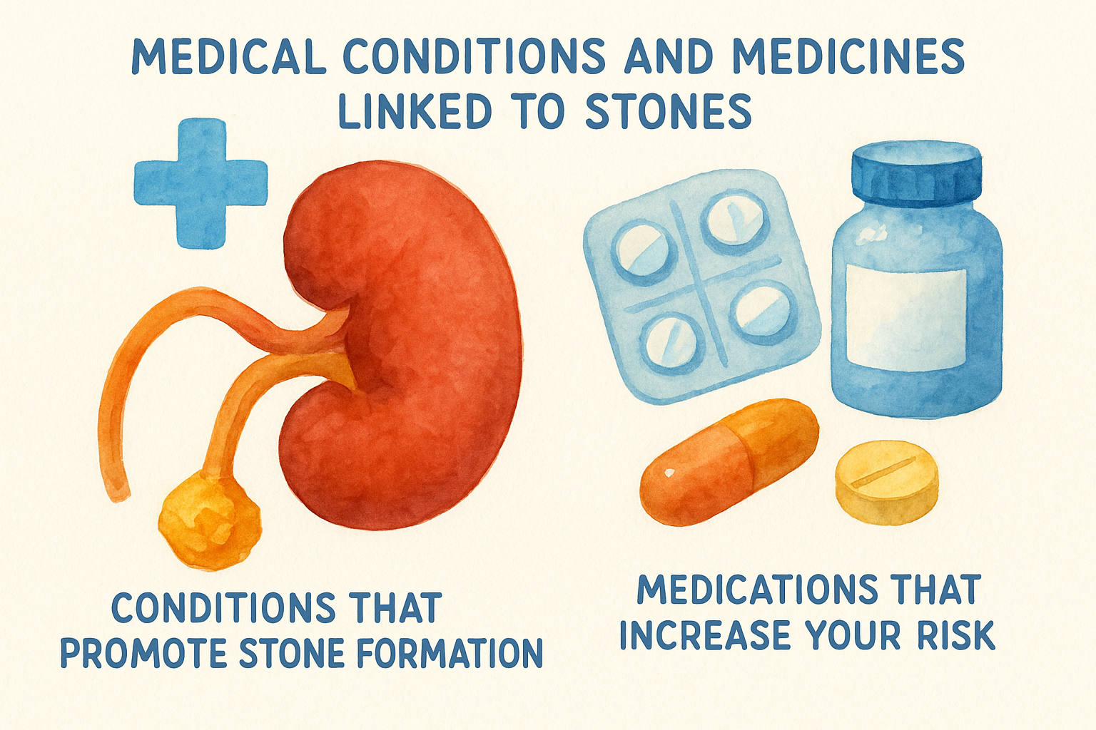 Medical conditions and medicines linked to stones