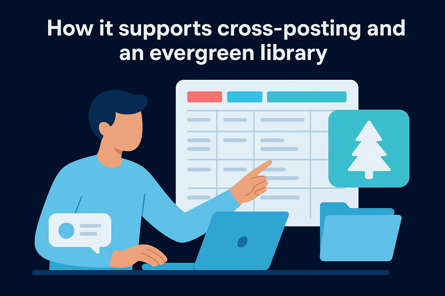 How it supports cross-posting and an evergreen library