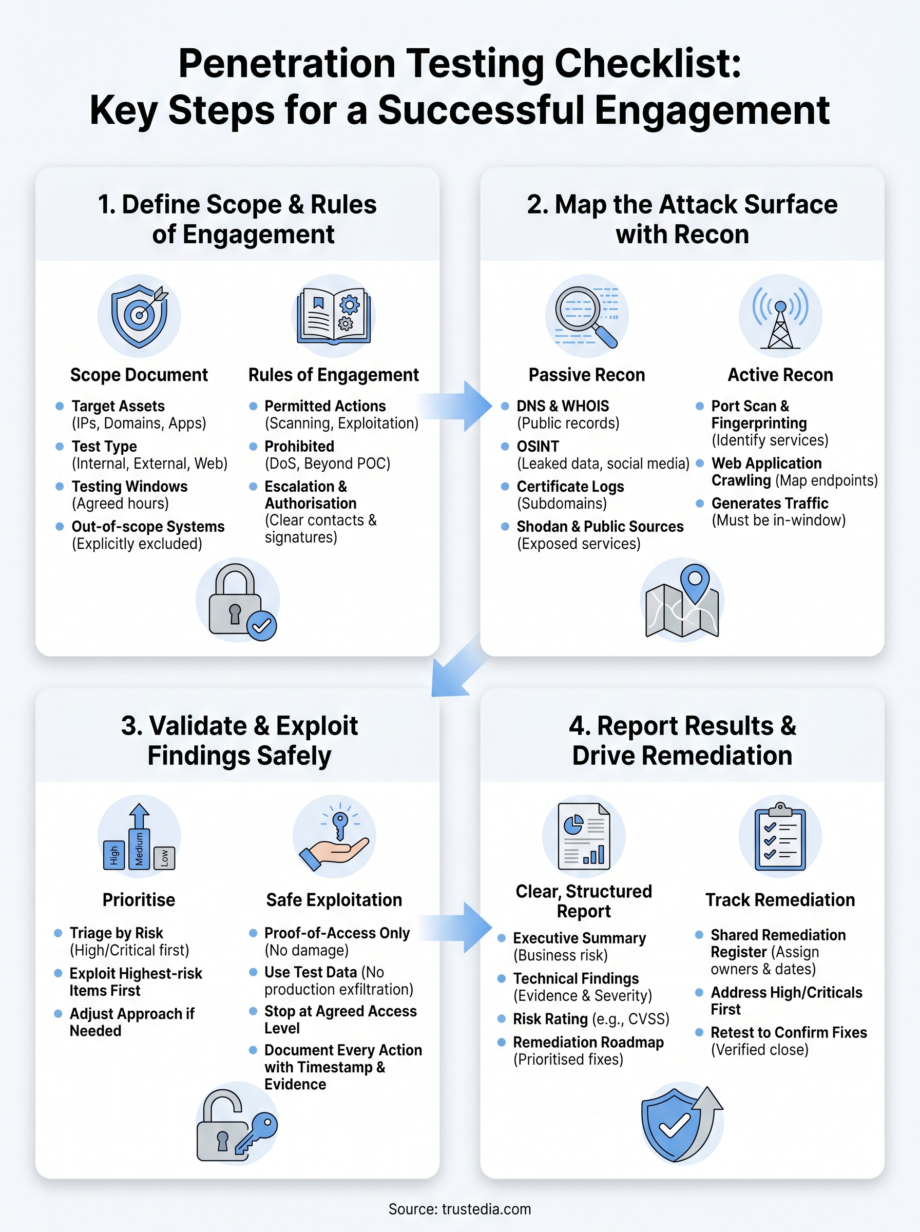penetration testing checklist infographic