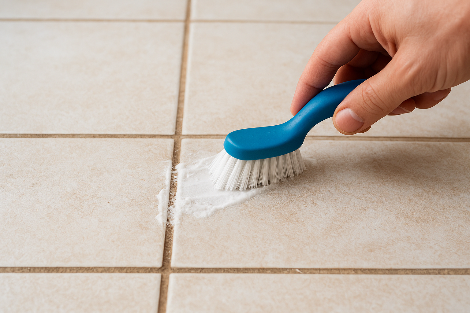 Scrub the grout lines