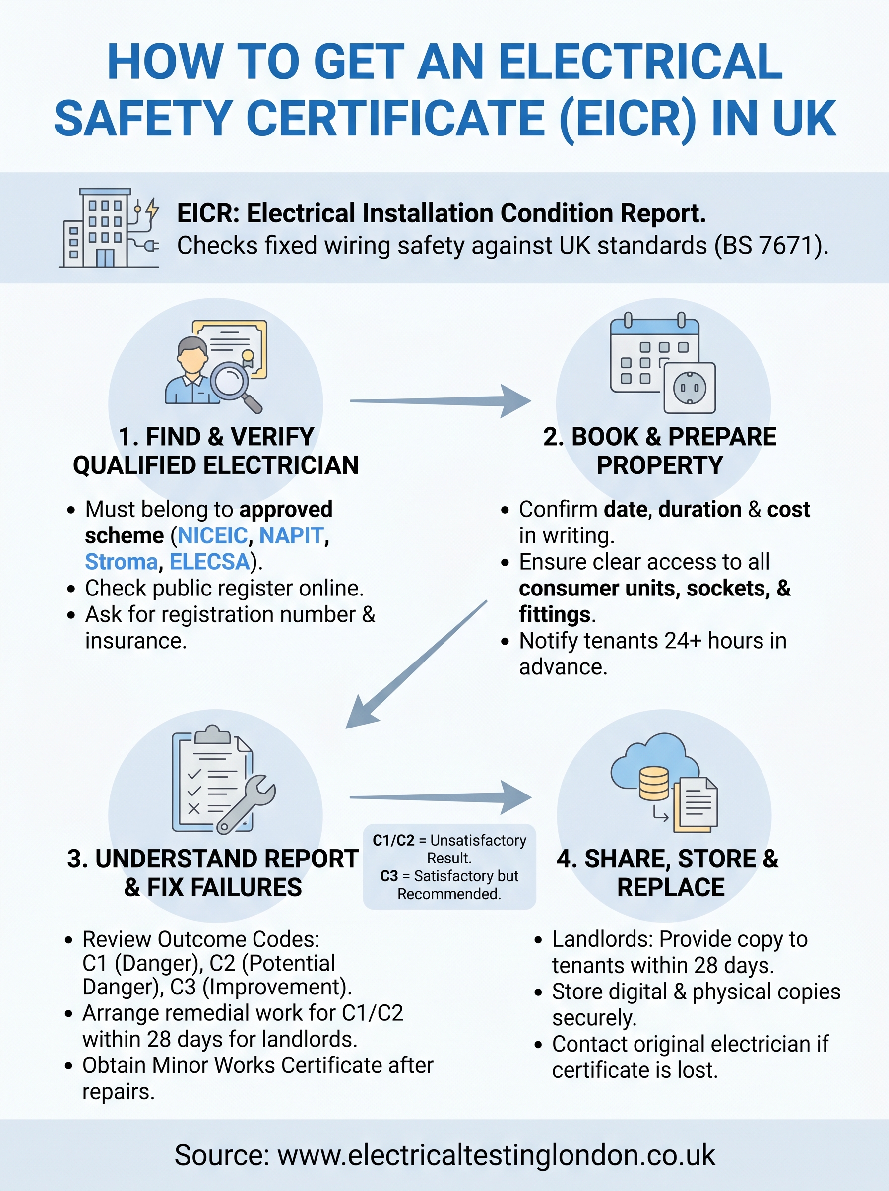 how to get an electrical safety certificate infographic