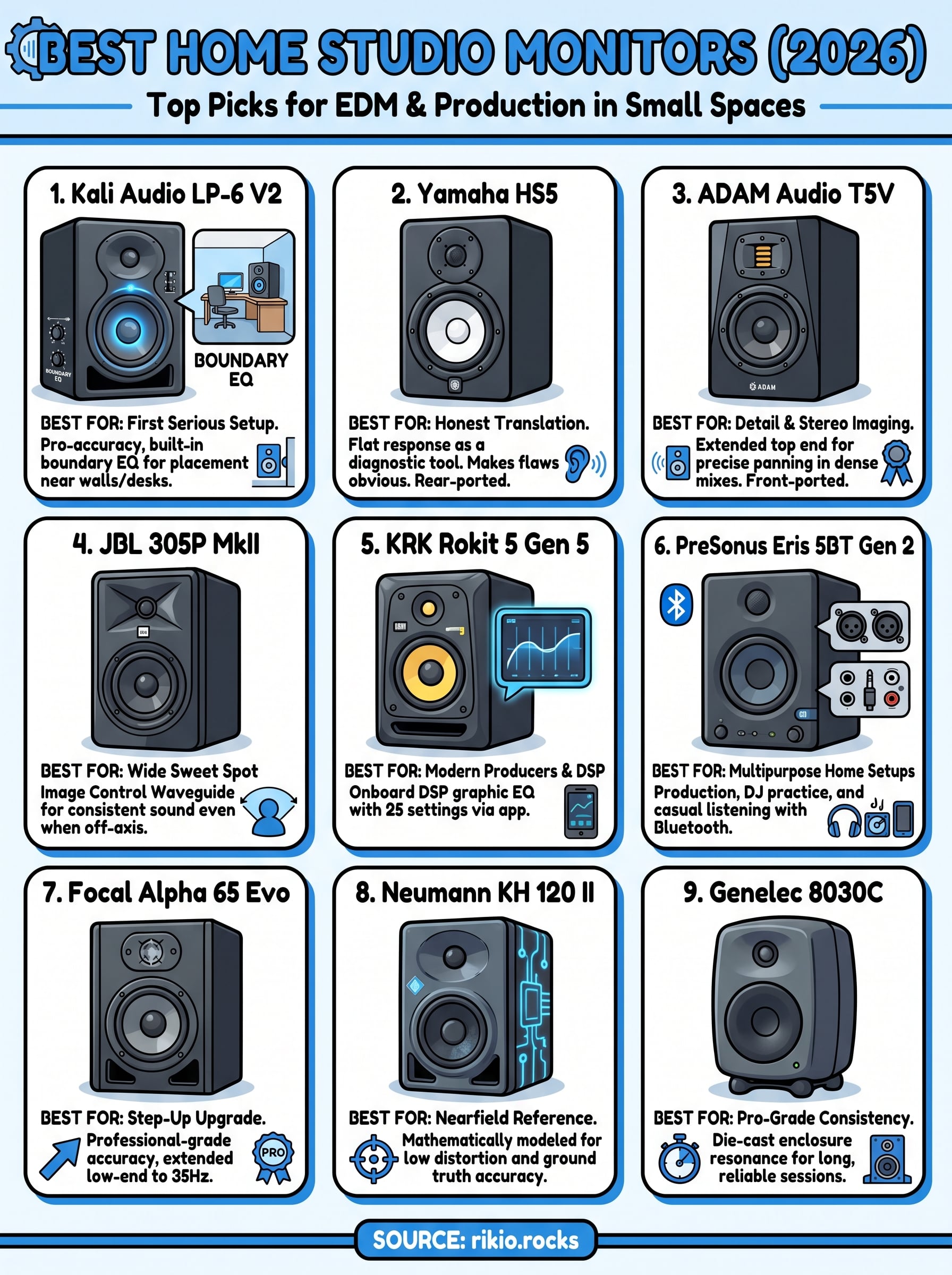 best studio monitors for home studio infographic