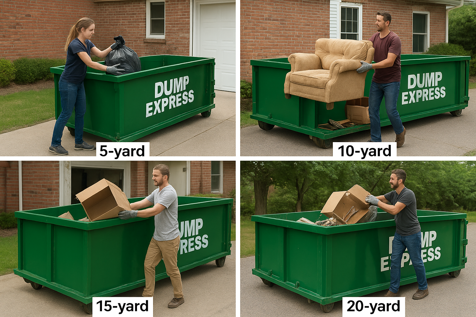 Common basement projects that fit each dumpster size
