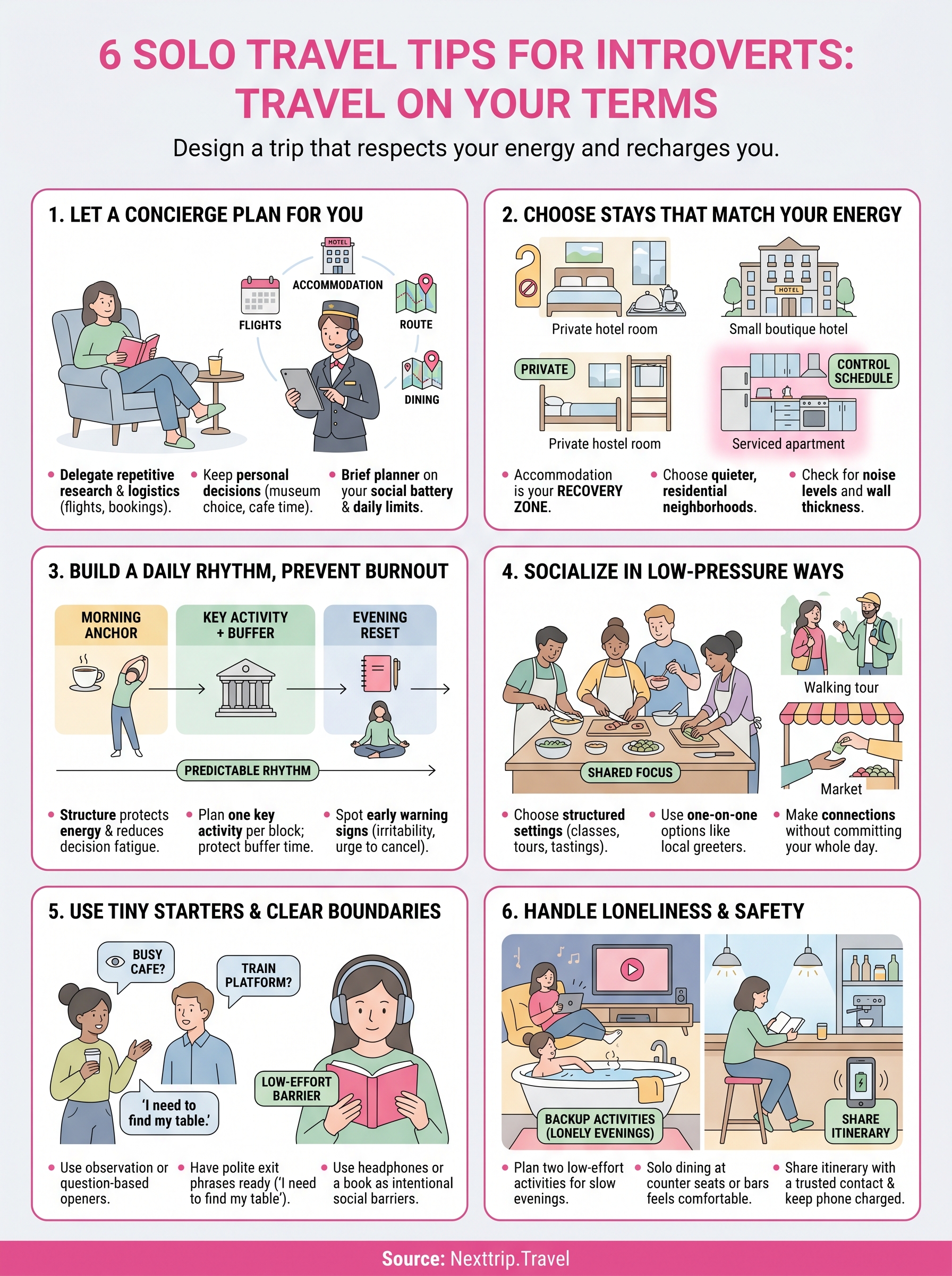 solo travel tips for introverts infographic