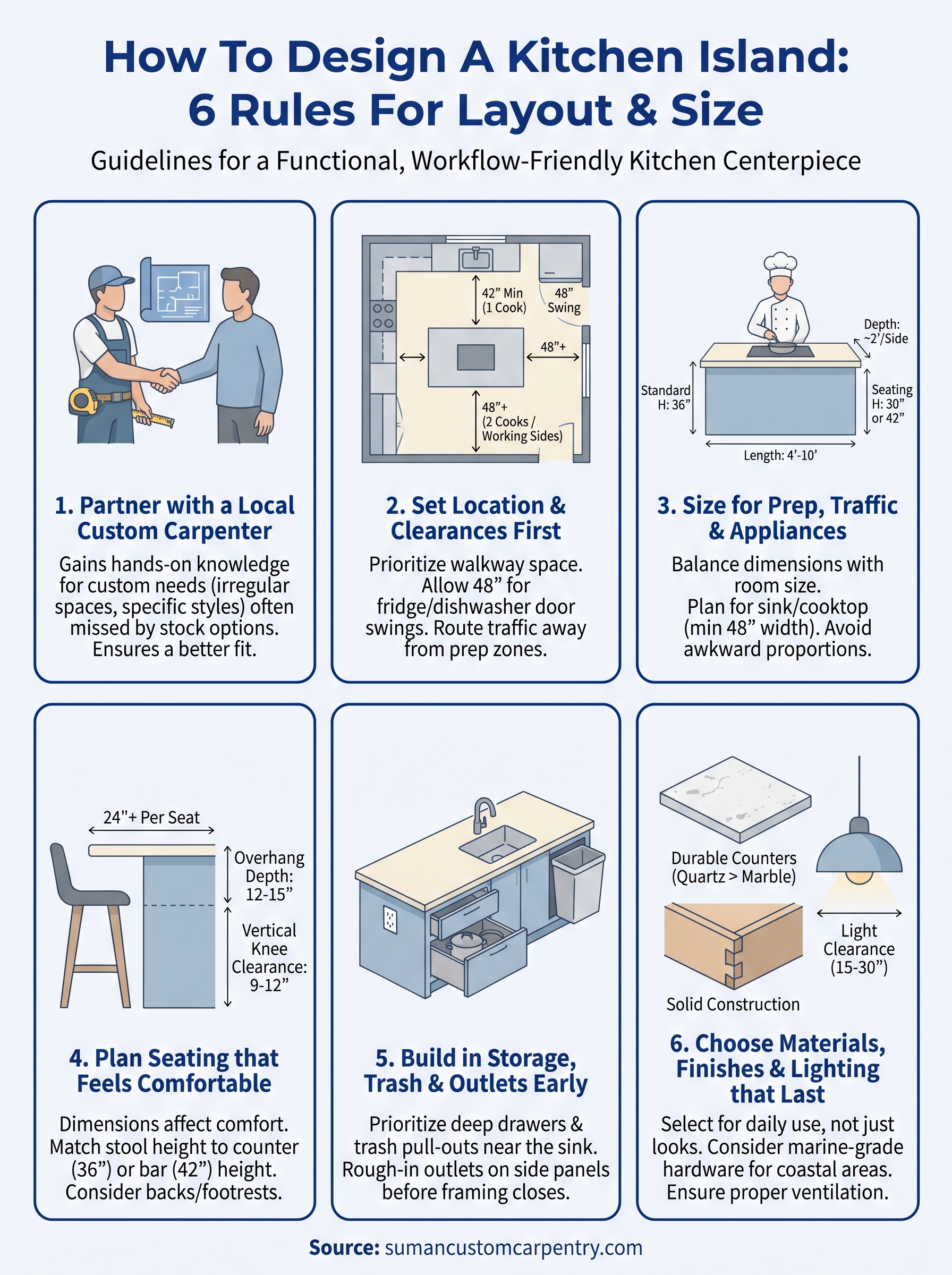 how to design a kitchen island infographic