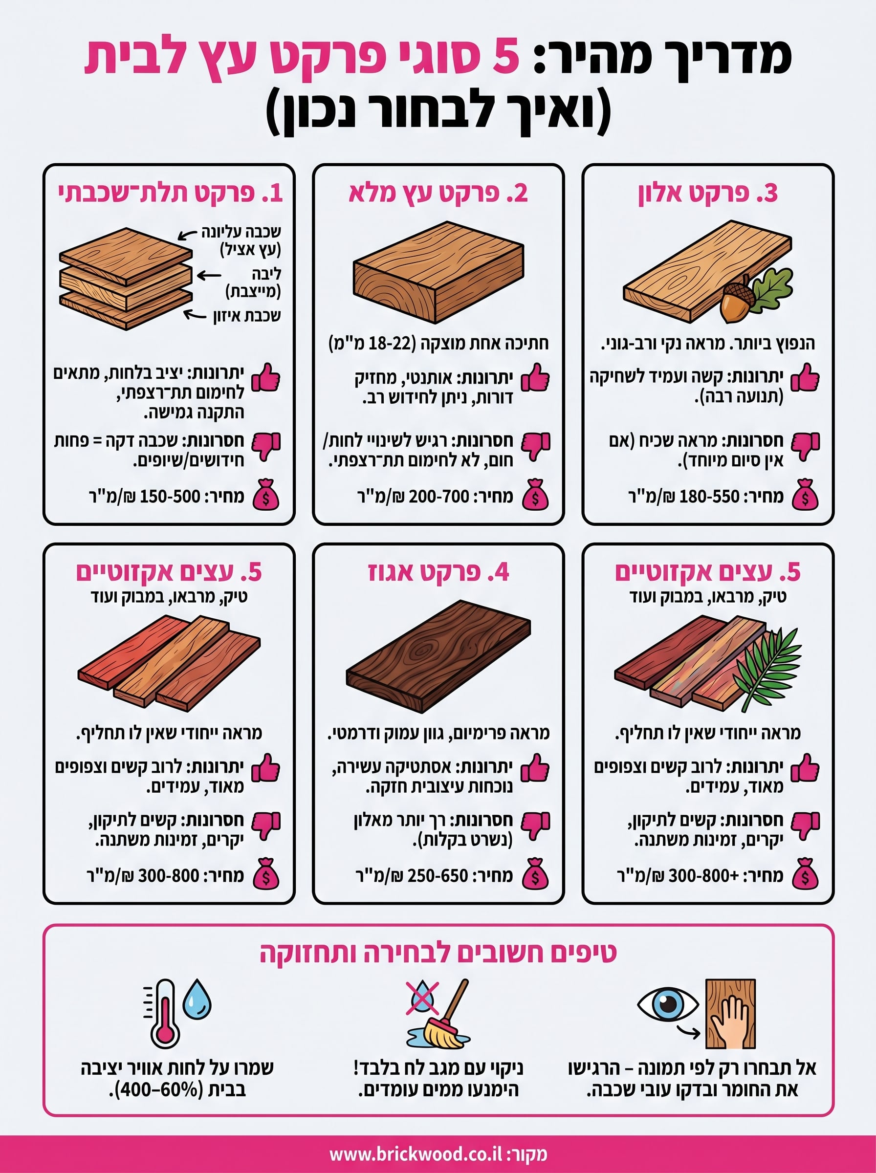 סוגי פרקט עץ לבית infographic