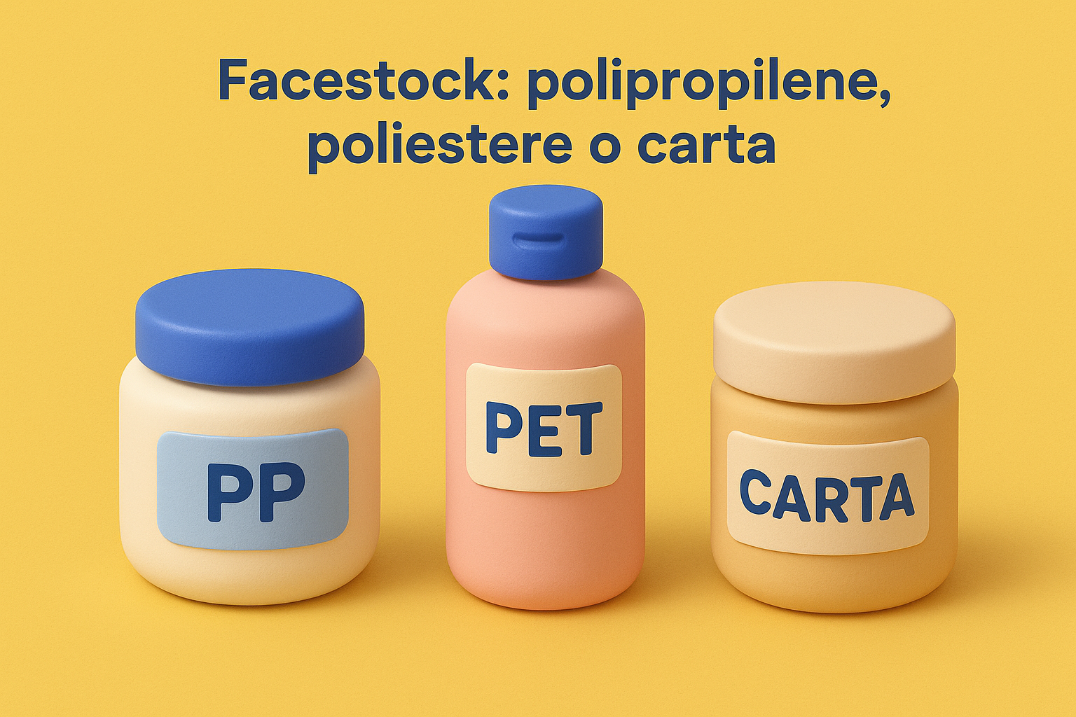Facestock: polipropilene, poliestere o carta