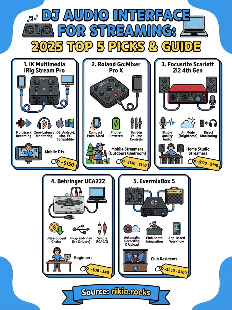 dj audio interface for streaming infographic
