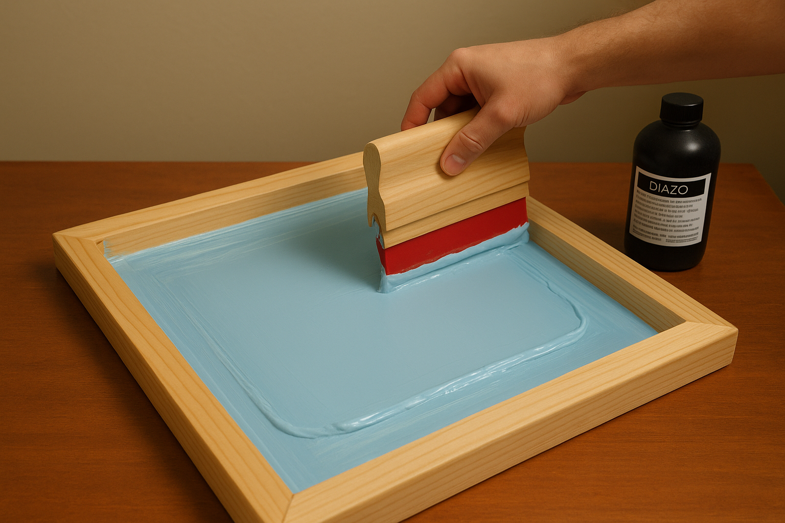 Coat and expose the screen