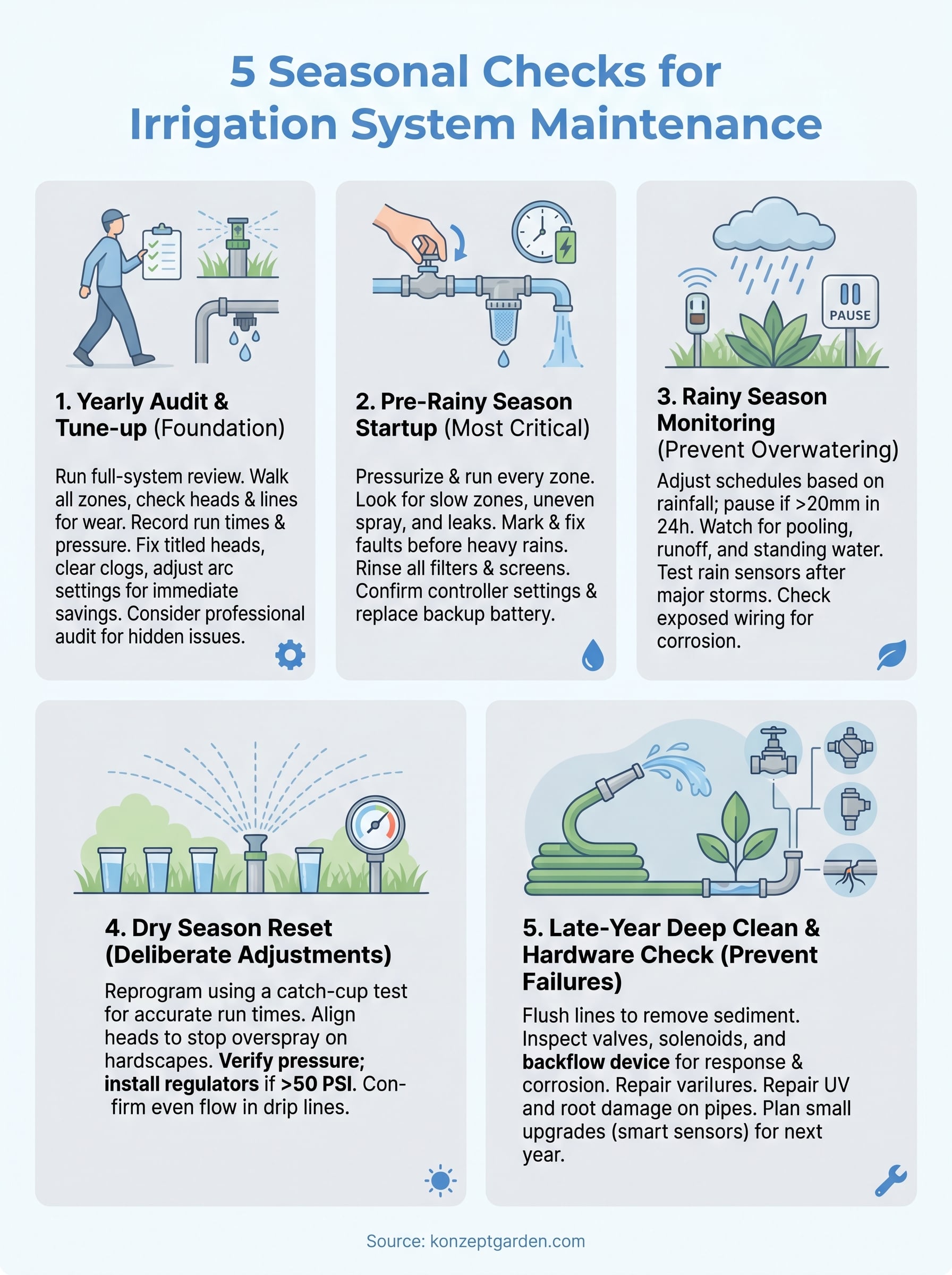irrigation system maintenance checklist infographic