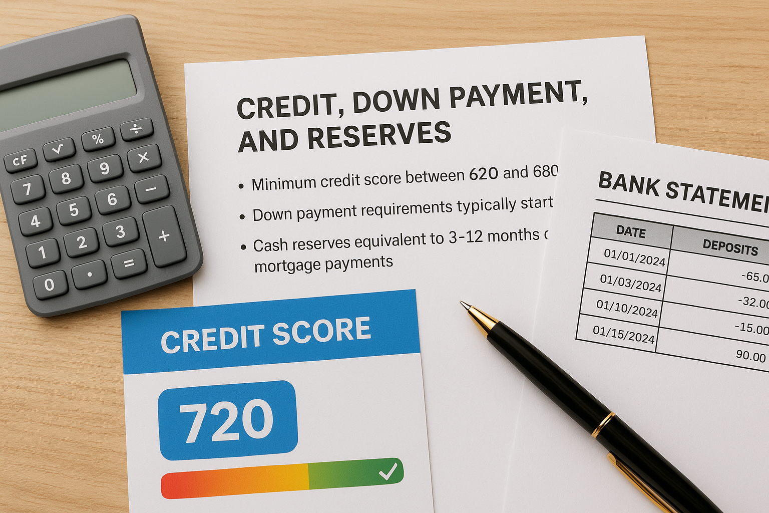 Credit, down payment, and reserves