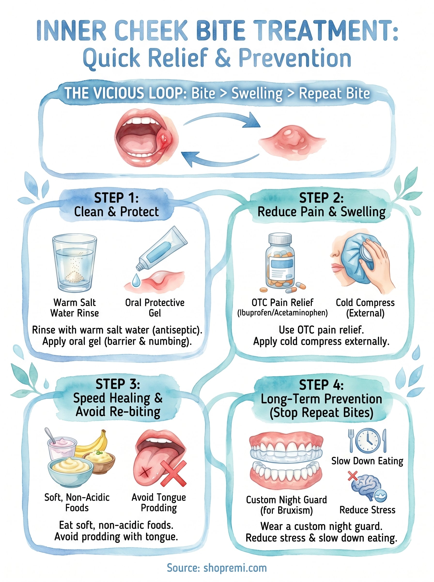 inner cheek bite treatment infographic