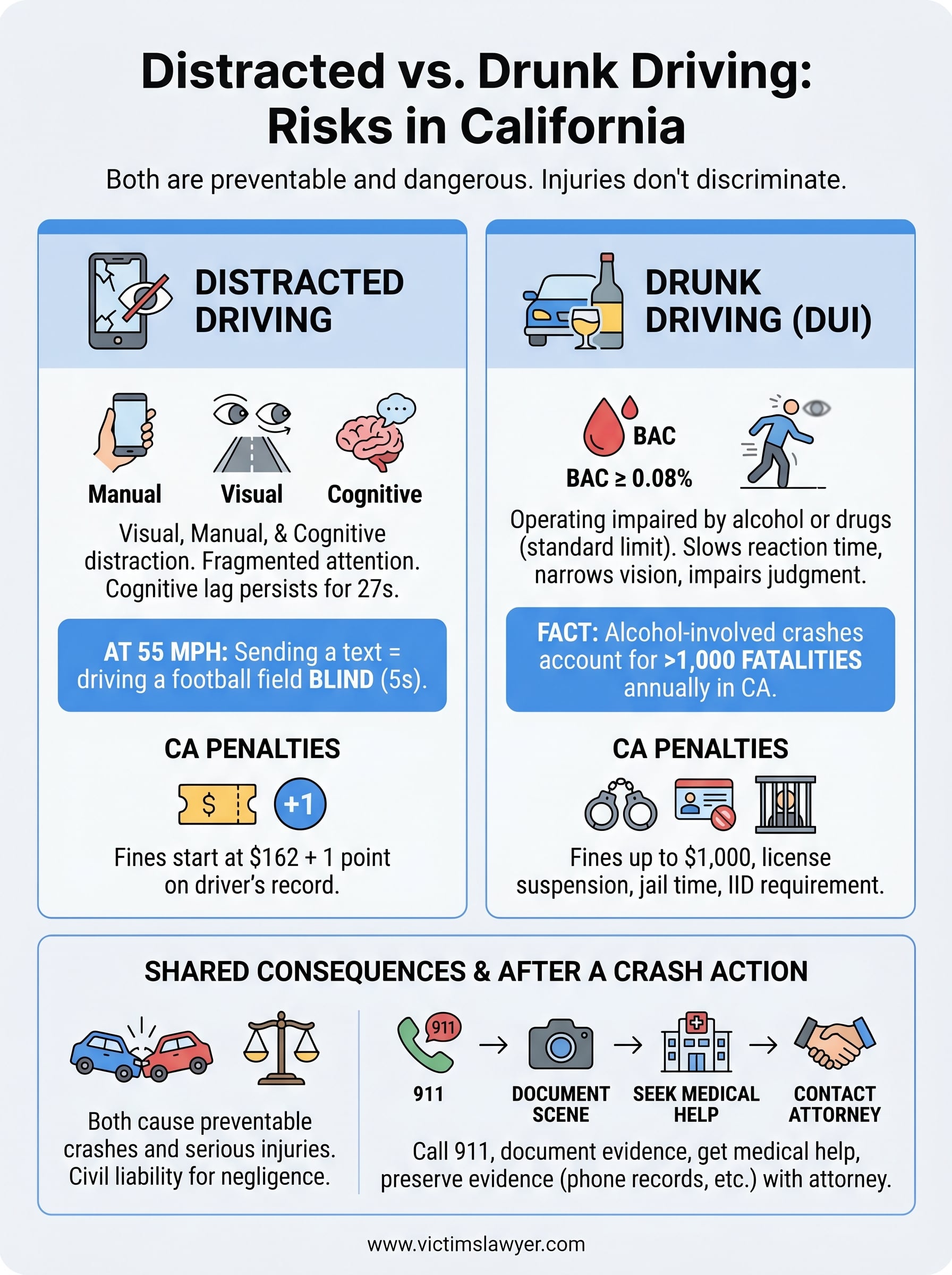 distracted driving vs drunk driving infographic