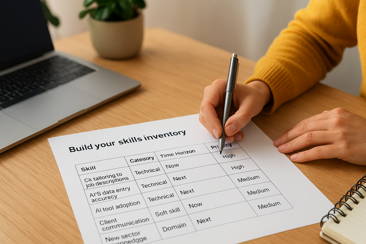 Build your skills inventory as a table