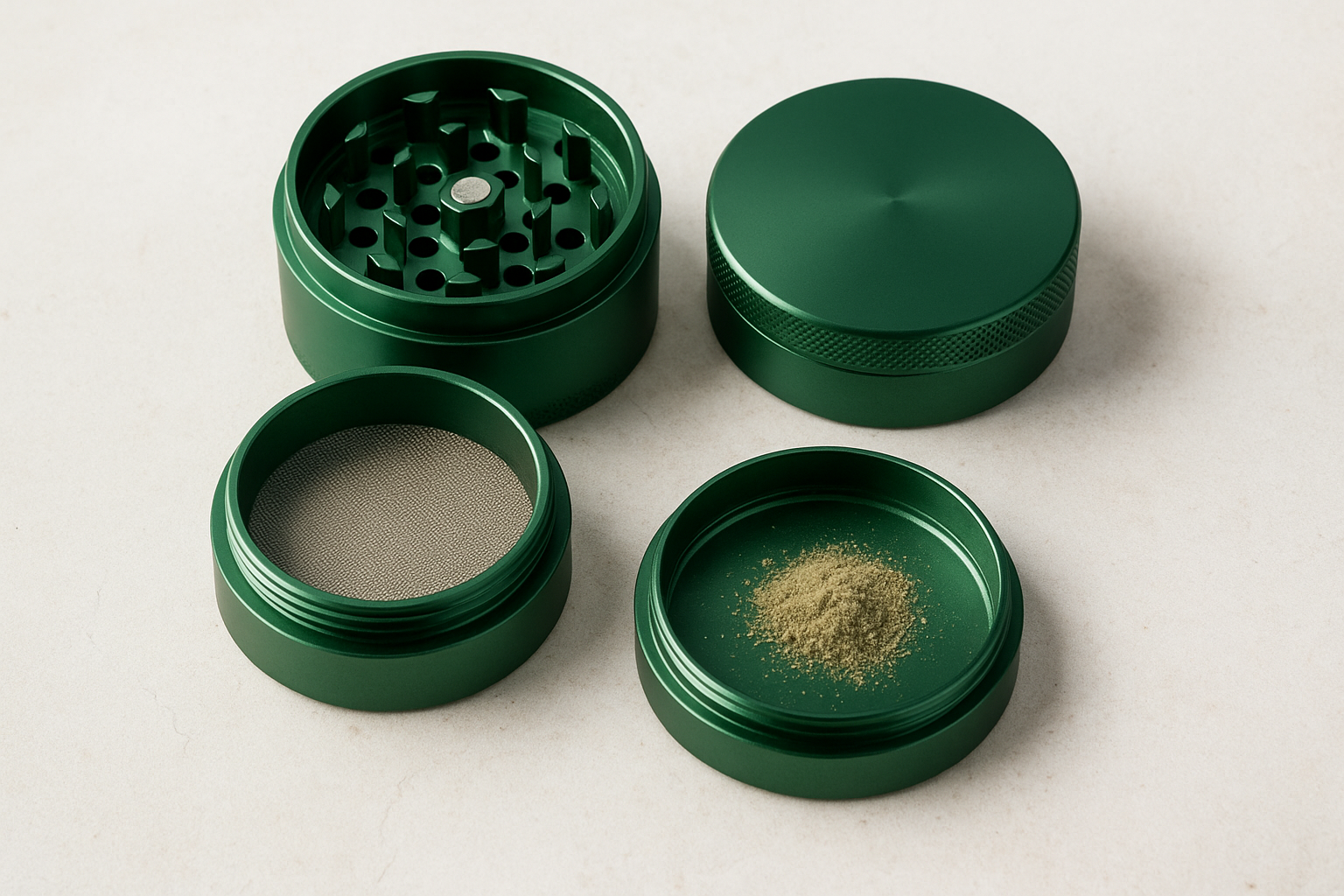 1. Green Blazer 4-piece herb grinders with kief catcher