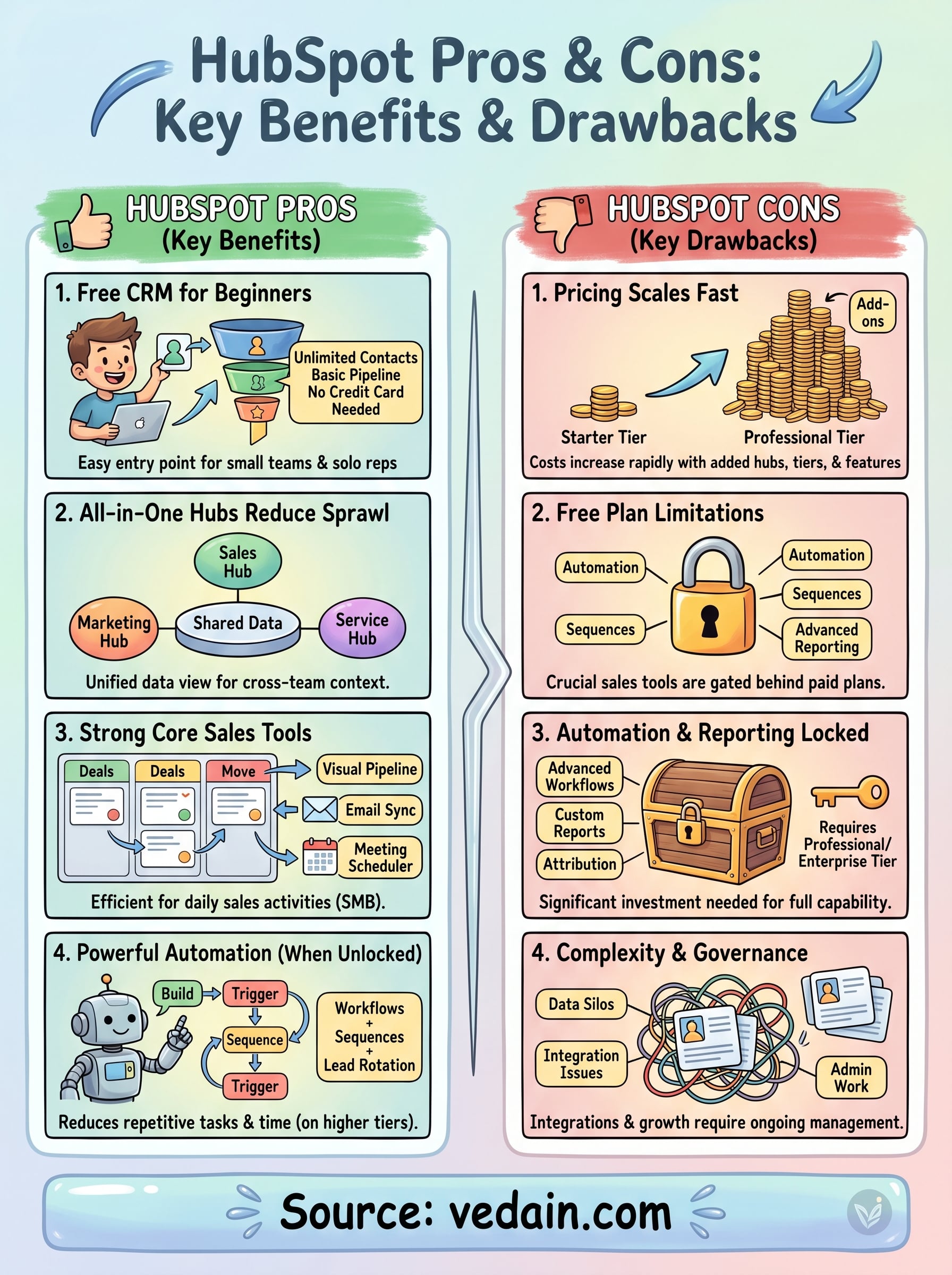 hubspot pros and cons infographic