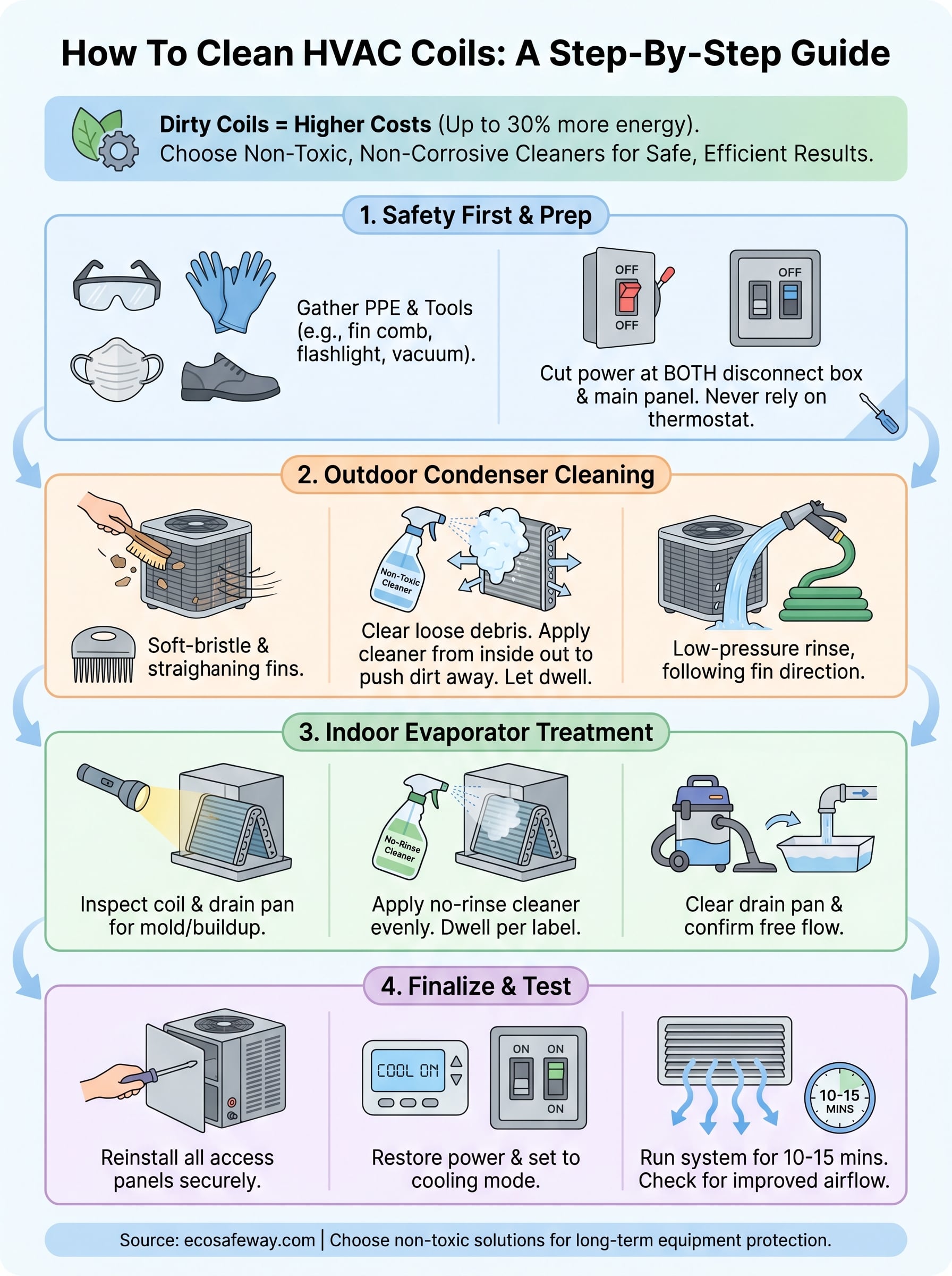 how to clean hvac coils infographic