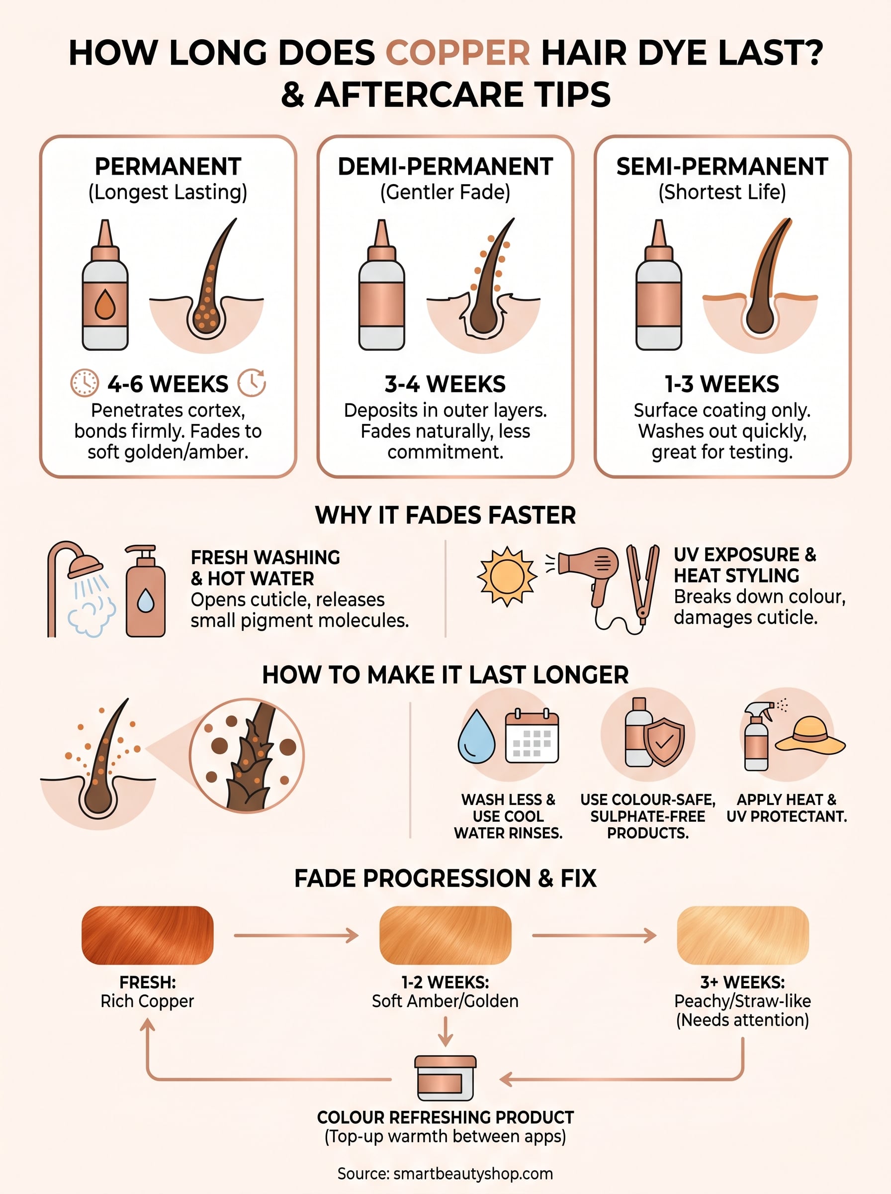 how long does copper hair dye last infographic