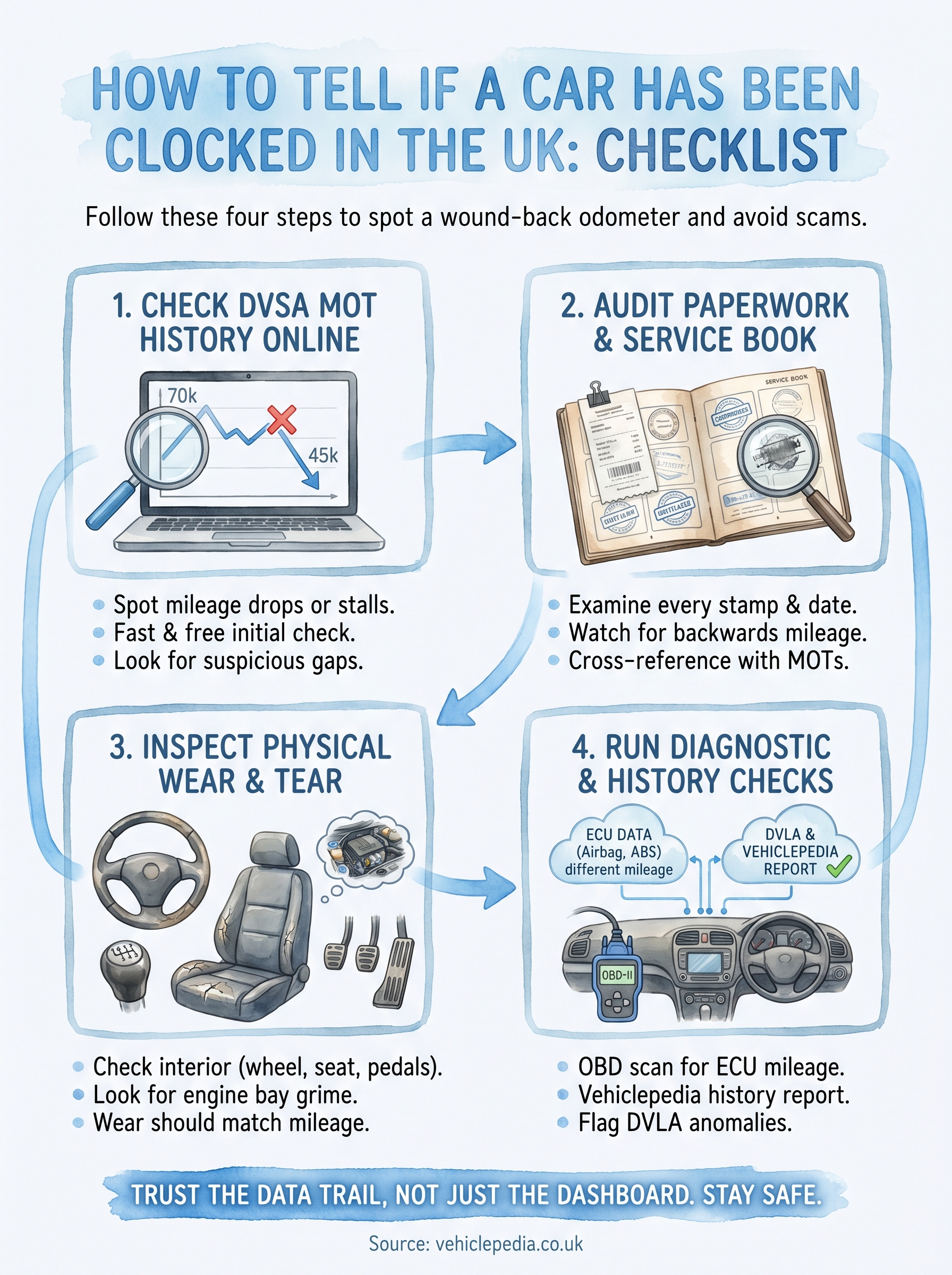 how to tell if a car has been clocked infographic