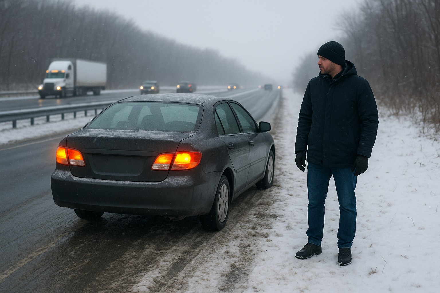 What to do if your car dies on the shoulder in bad weather