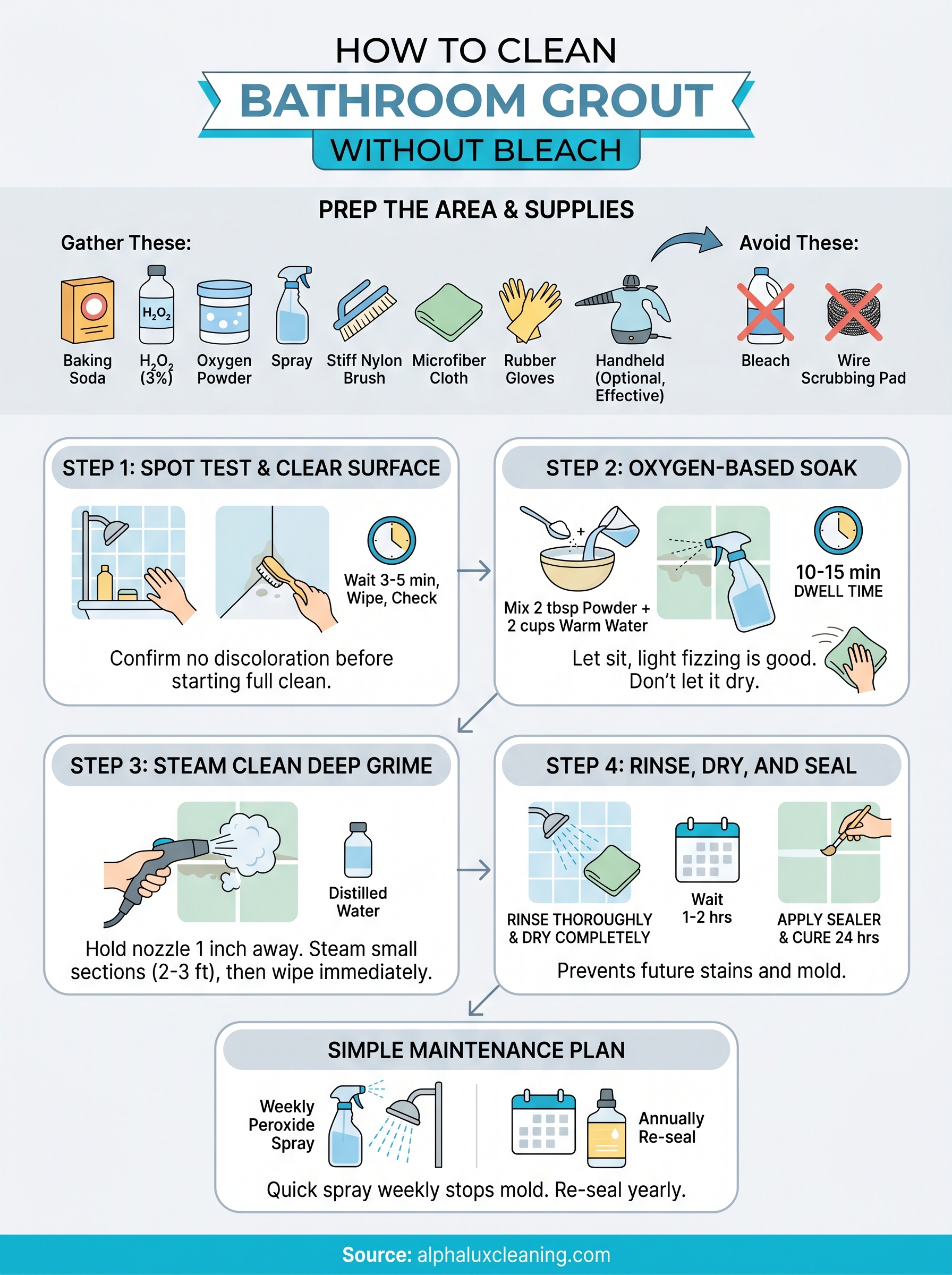 how to clean bathroom grout infographic