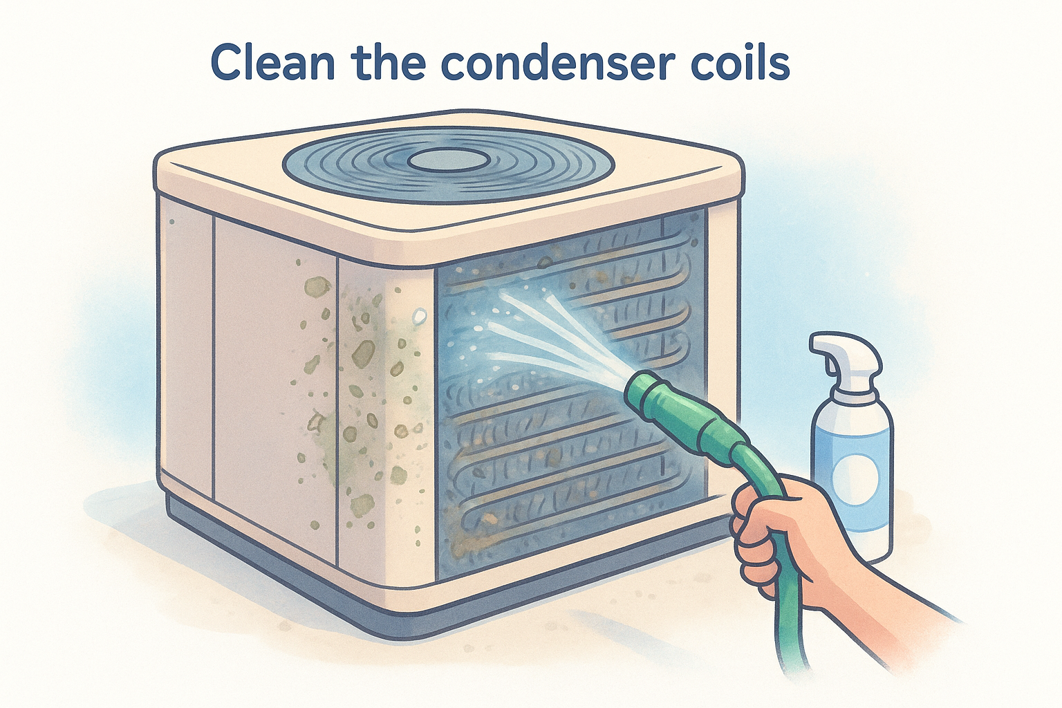 Clean the condenser coils (outside)