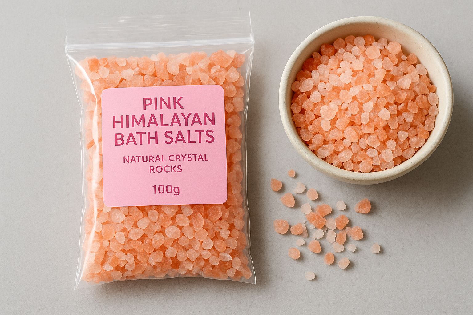 4. Pink Himalayan Bath Salts Natural Crystal Rocks 100g