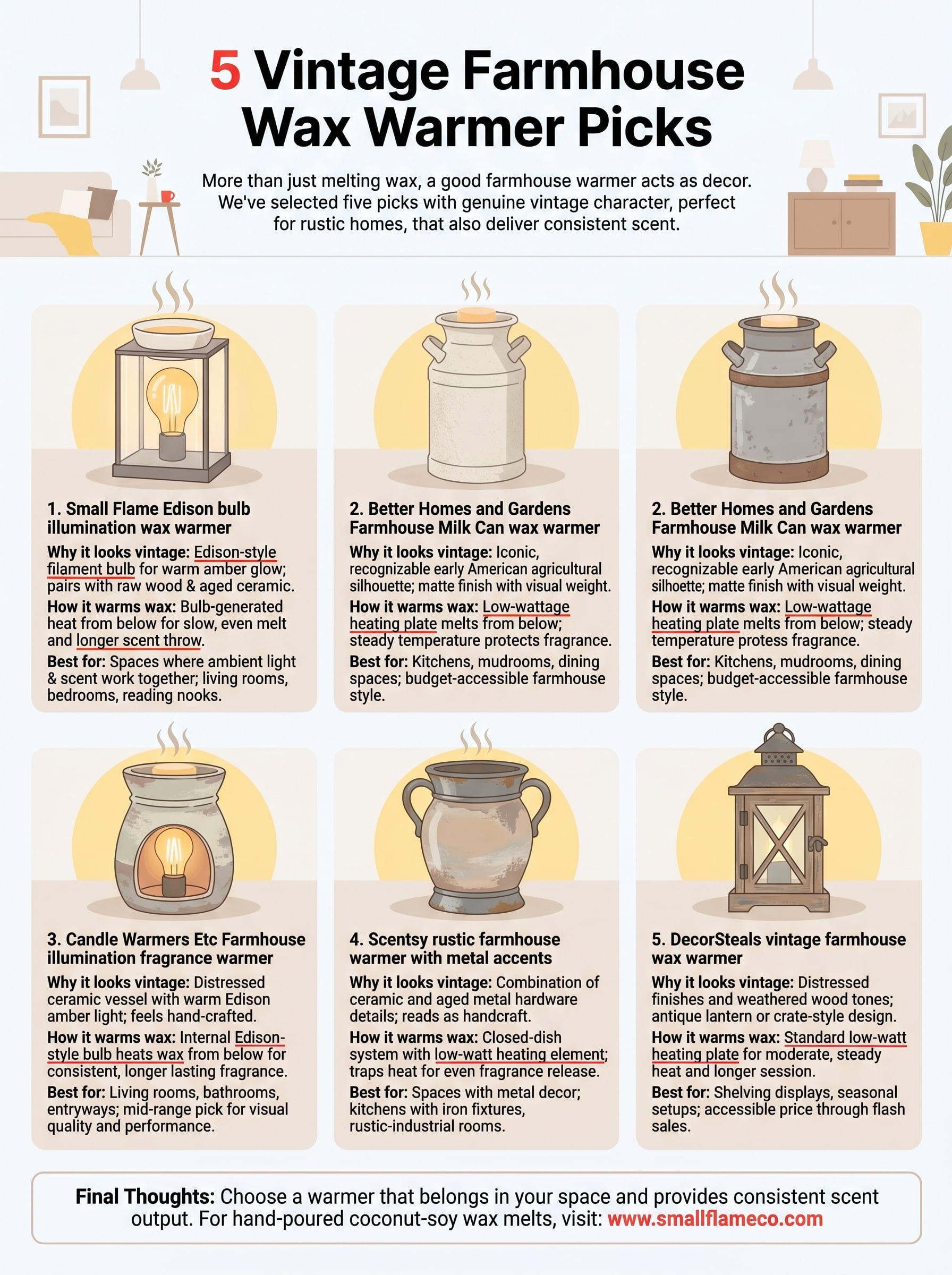 farmhouse style wax warmer infographic
