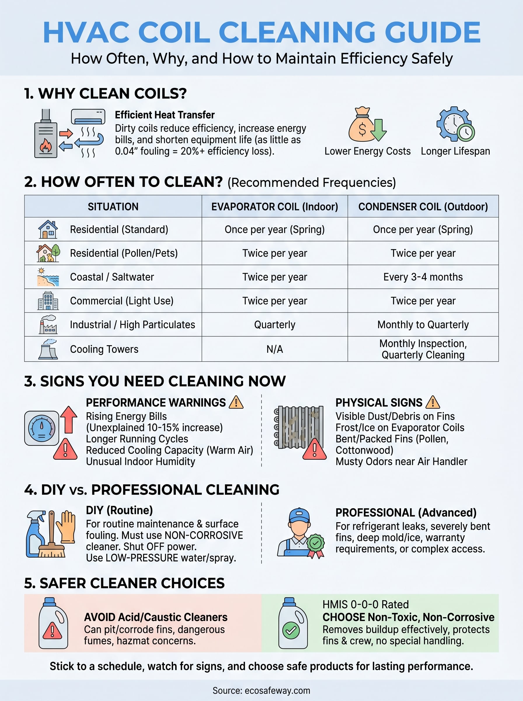 how often to clean hvac coils infographic
