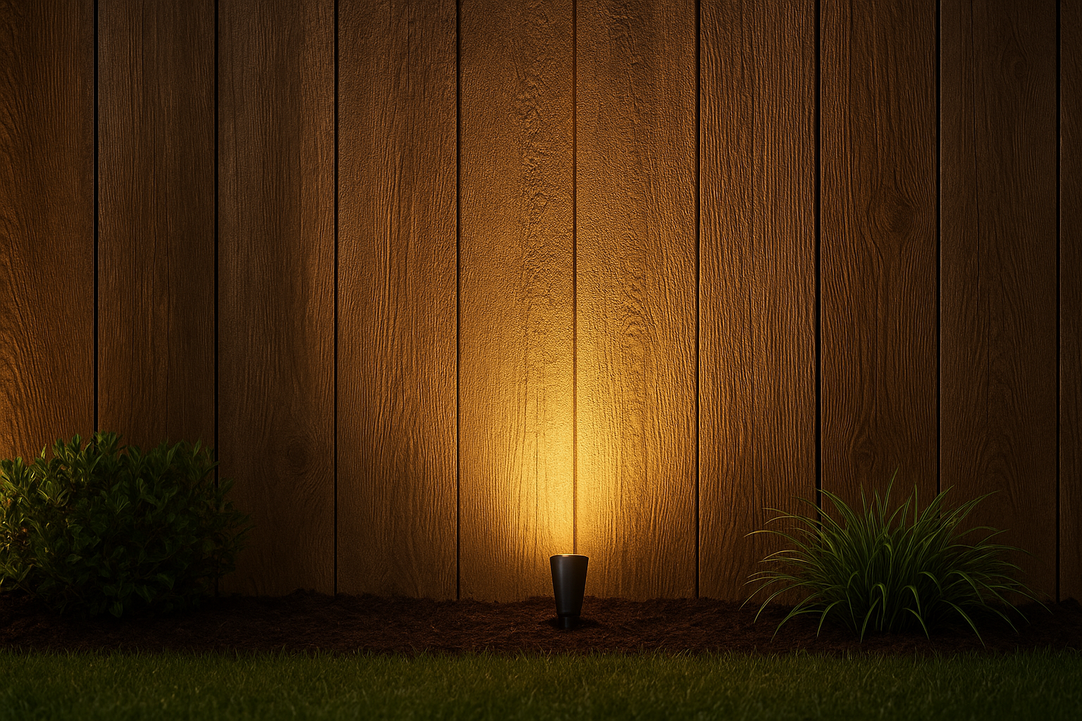 9. Ground uplights to graze fence texture