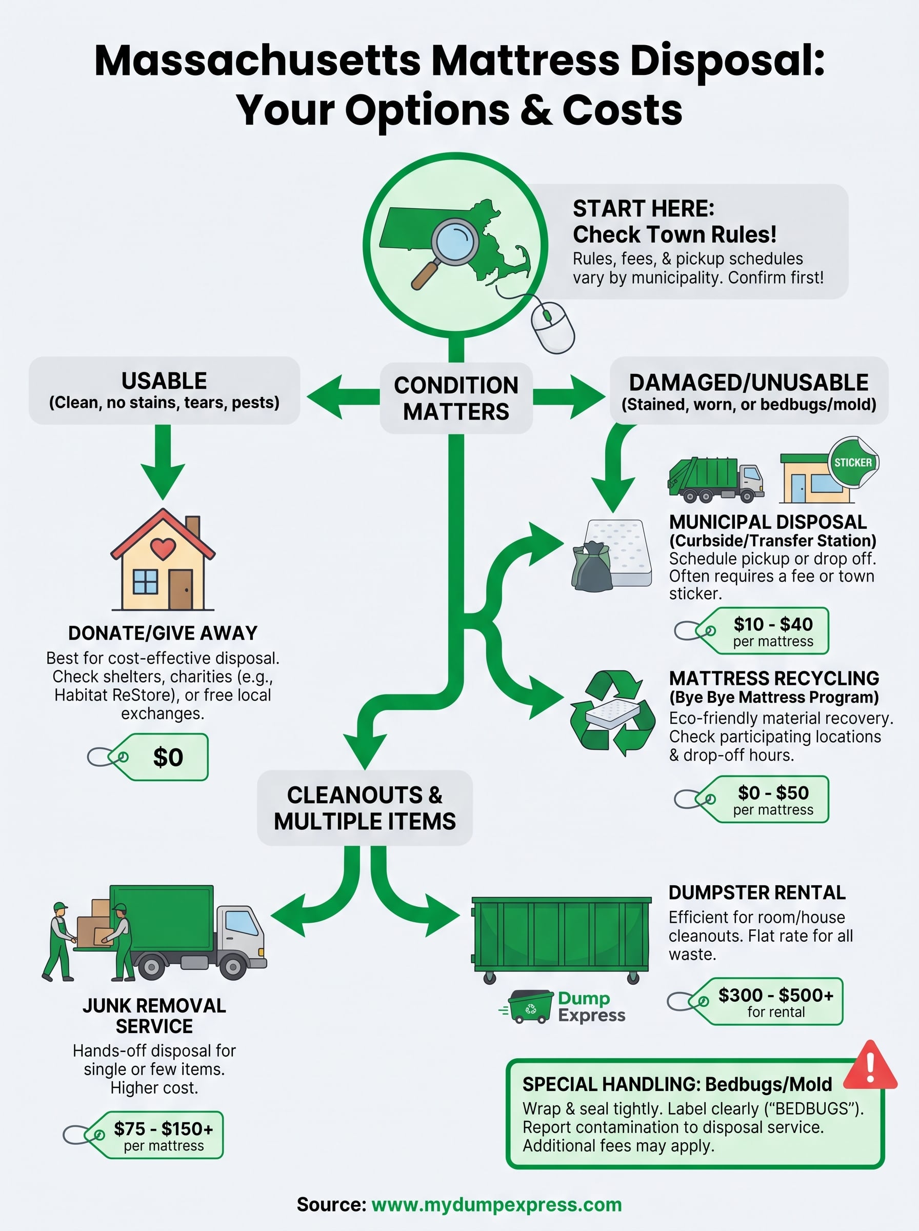 how to throw away a mattress infographic