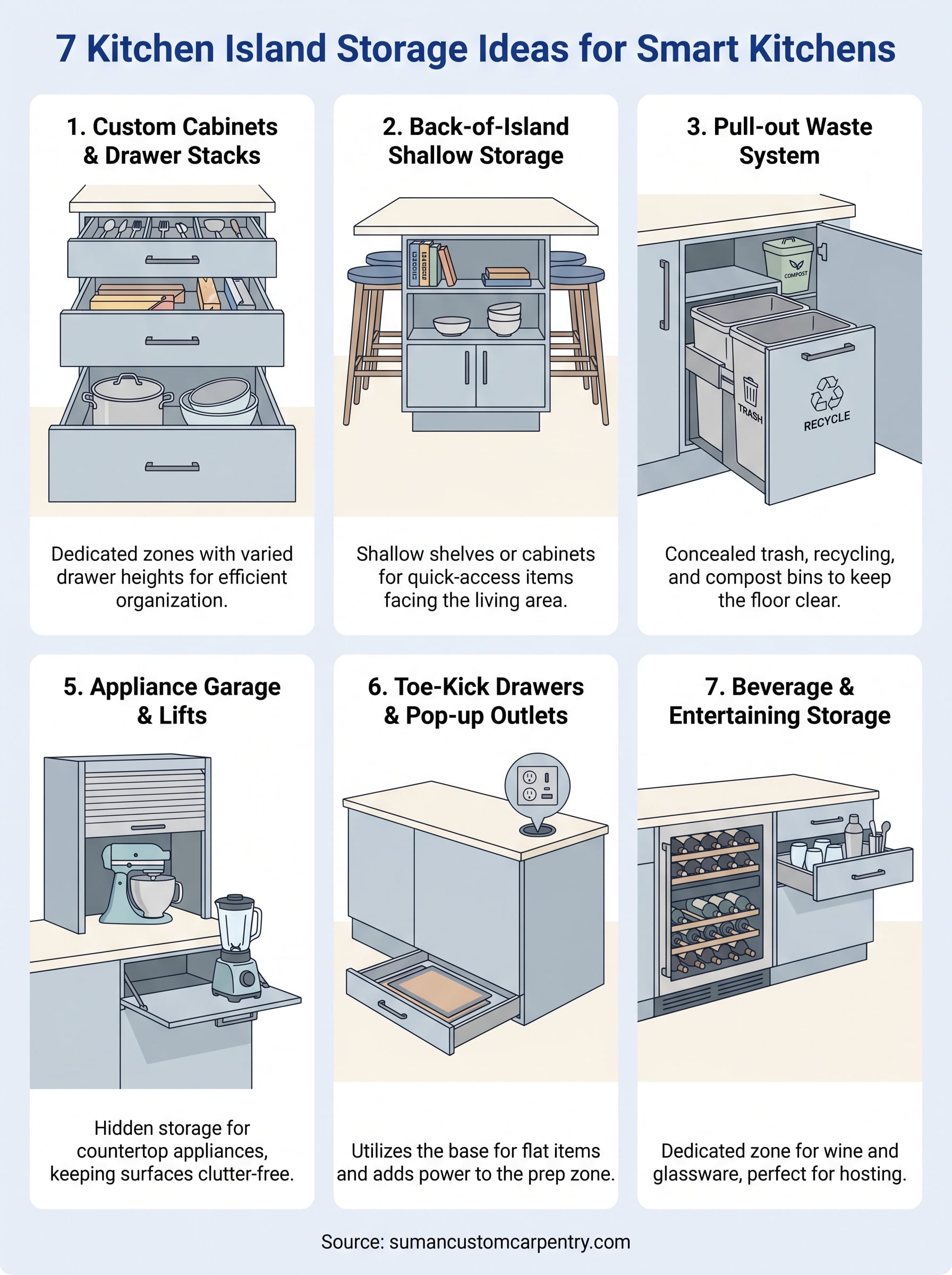 kitchen island storage ideas infographic